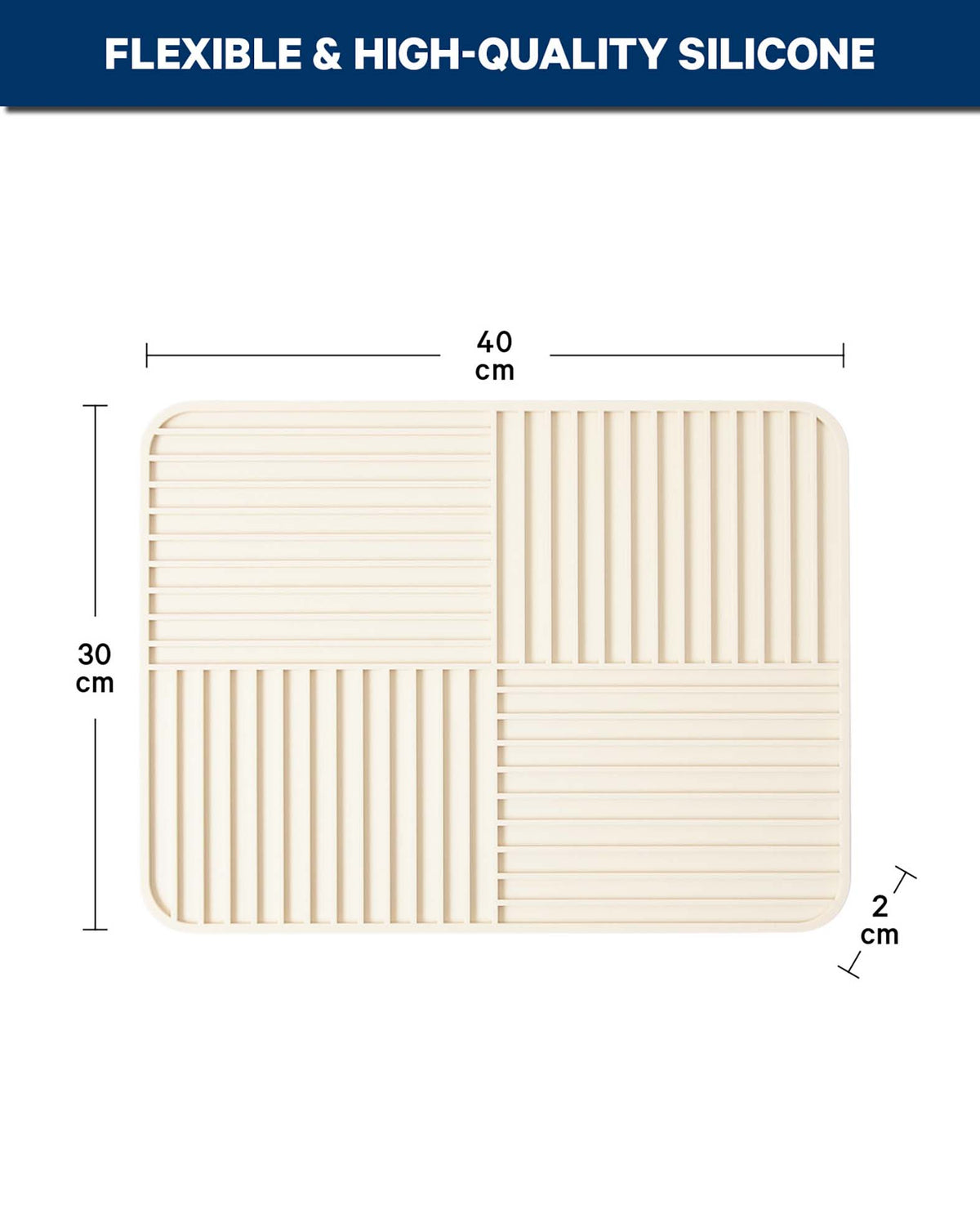 Rutschfeste Abtropfmatte aus Silikon, Beige