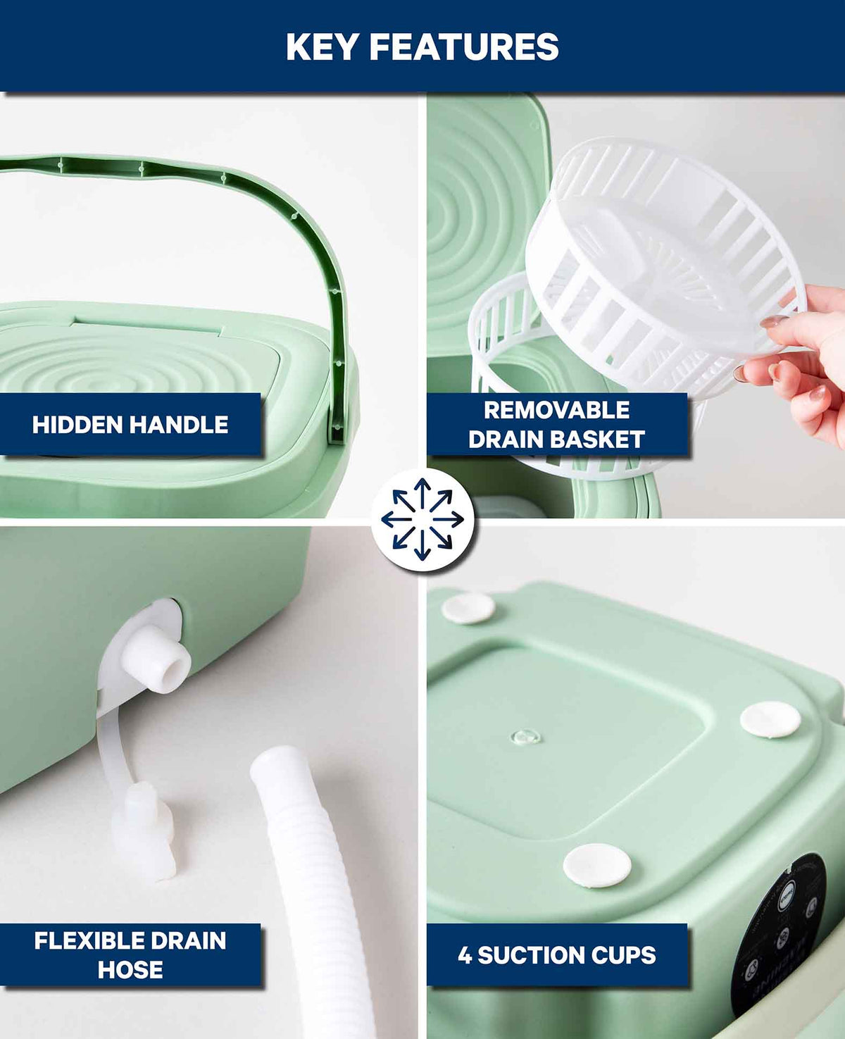 8L Foldable Mini Washing Machine, Green