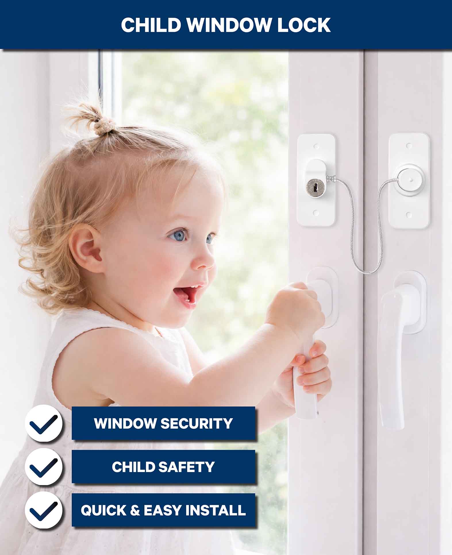 Child Safety Cable Lock for Windows, etc.
