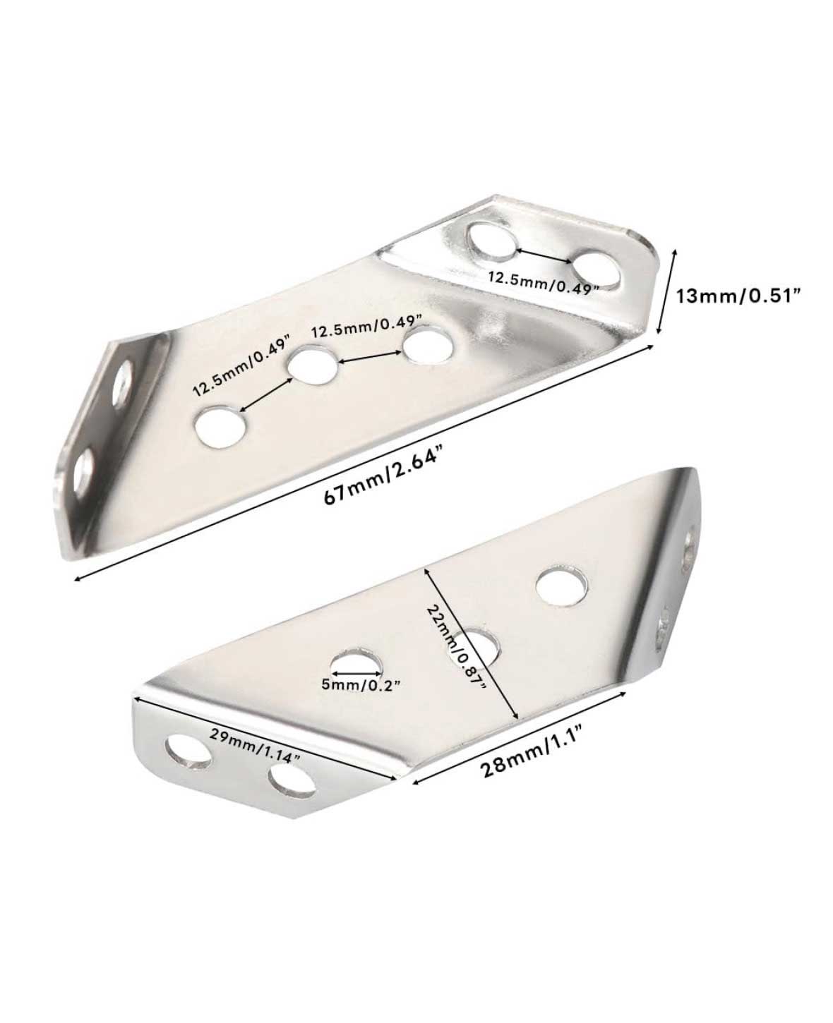 Equerres trapézoïdales, acier inoxydable, 20 pces.