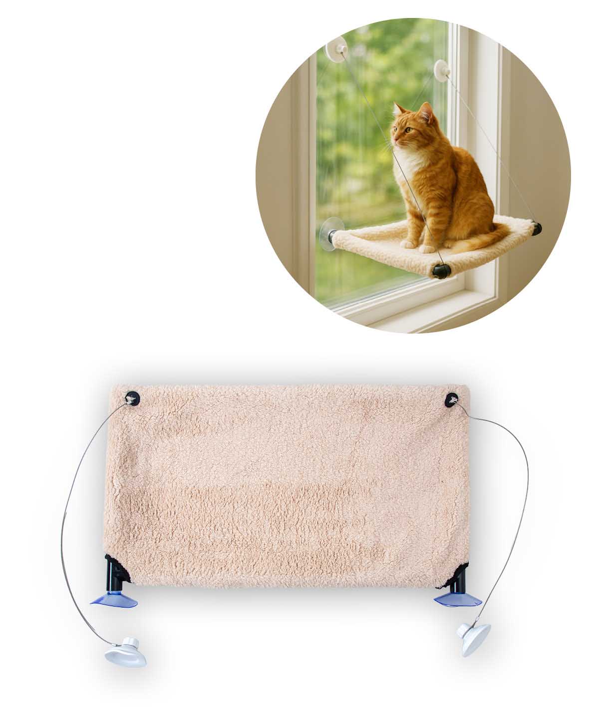 Fenster-Hängematte für Katzen, Beige, 69 x 39 cm