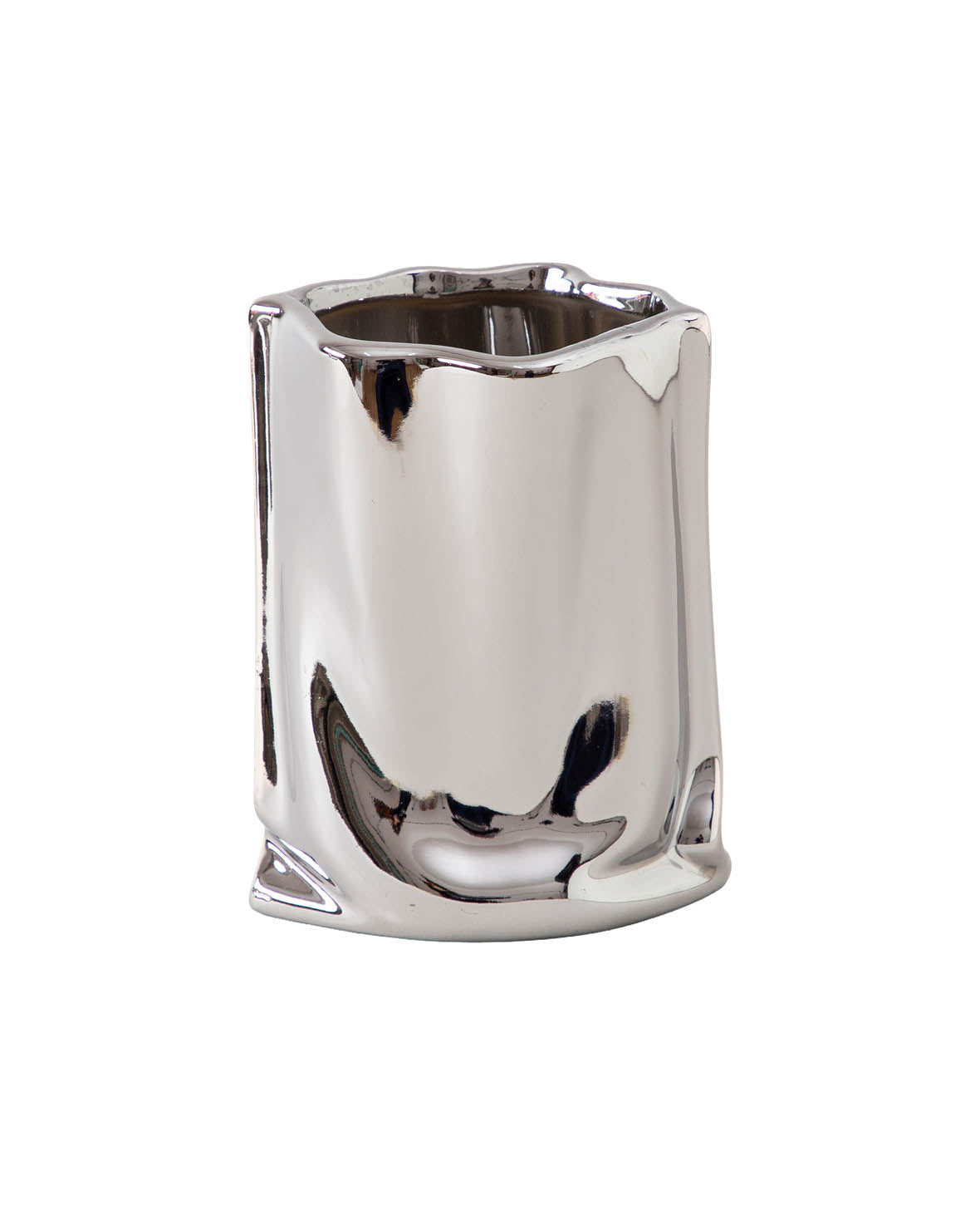 Vase, Chrom Silber, Keramik, Höhe 17.5 cm