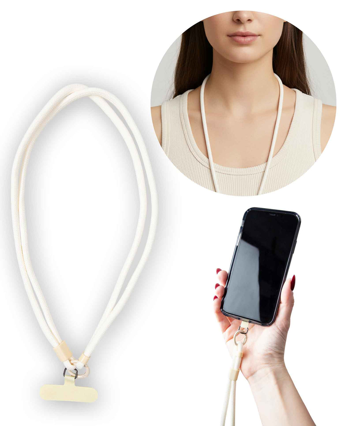 Handykette inkl. Einlegekarte, beige, 70 cm
