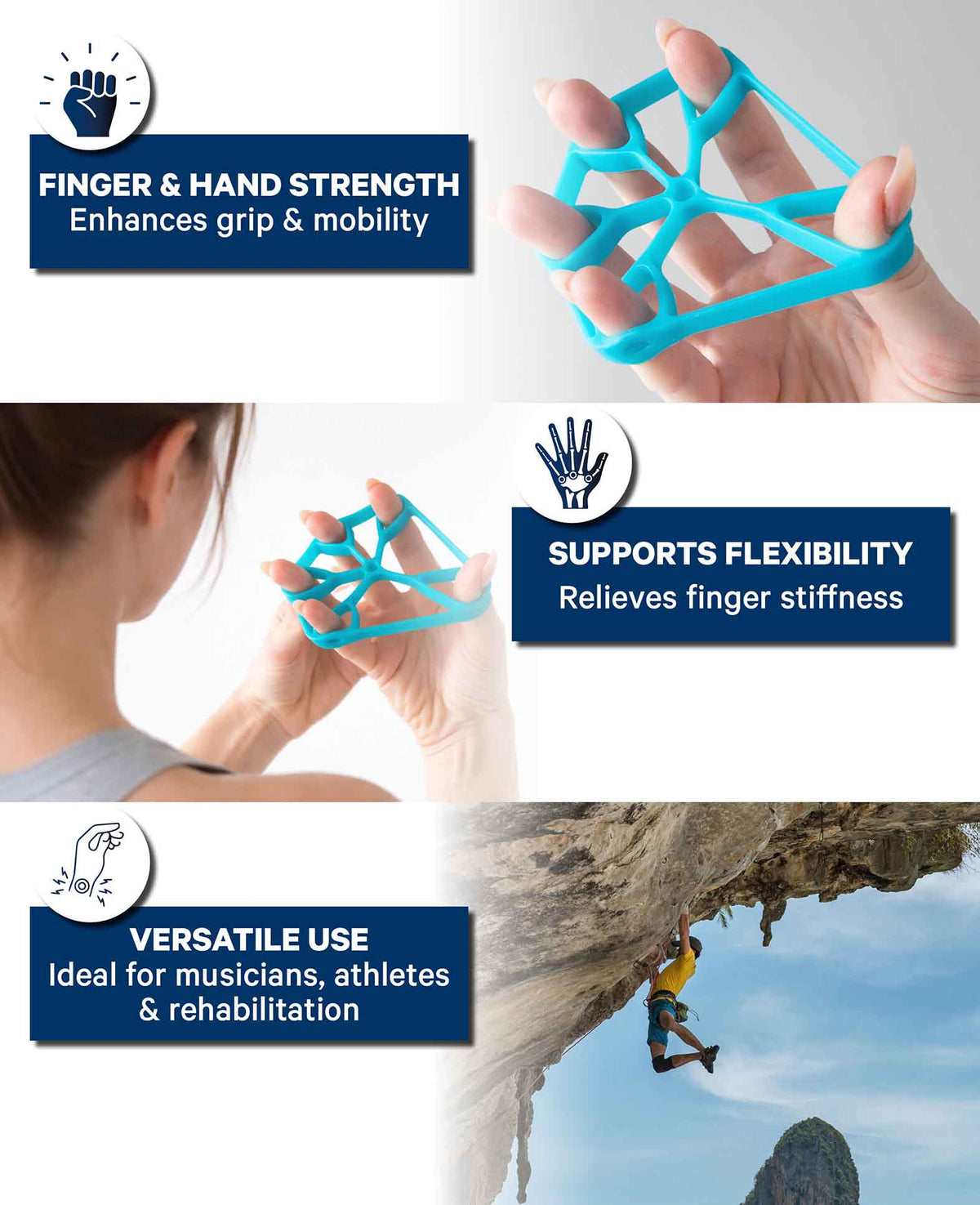 Élastique de musculation bleu clair, pour les mains et les doigts