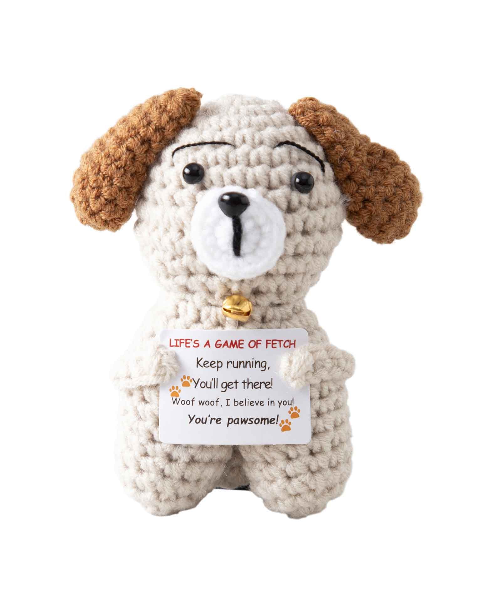 Positive Dog, gehäkeltes Mini Kuscheltier, Glücksbringer