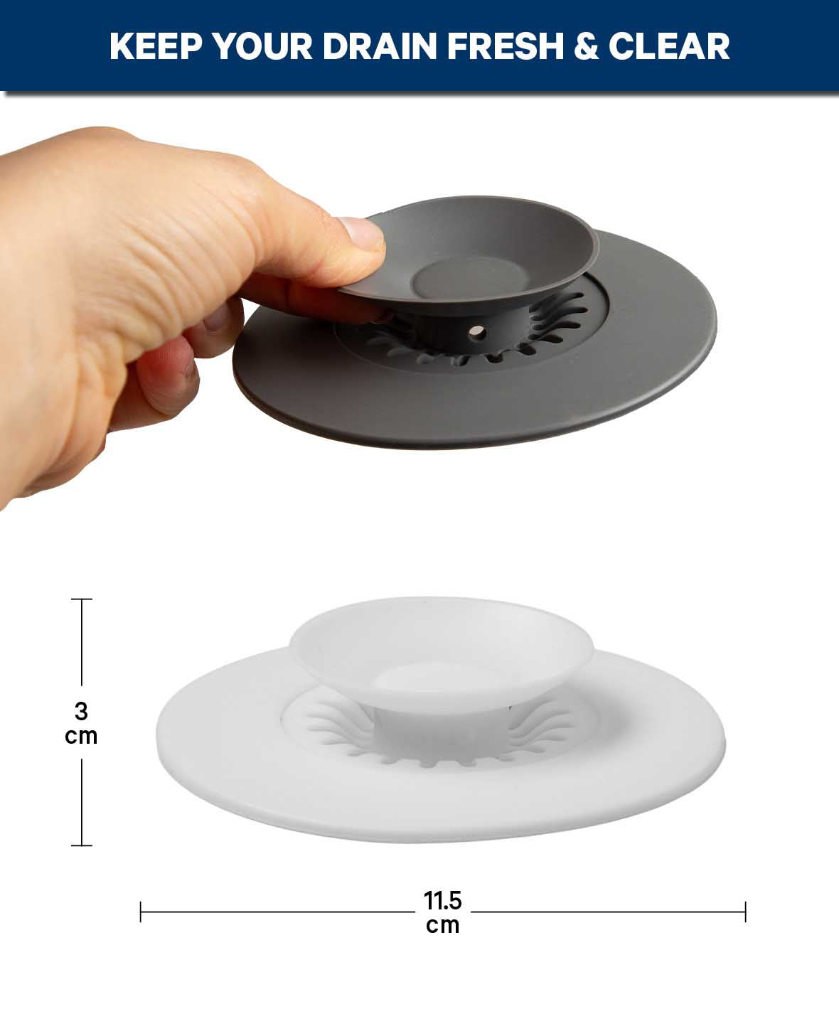 Silicone Attrape-cheveux de Douche Blanc