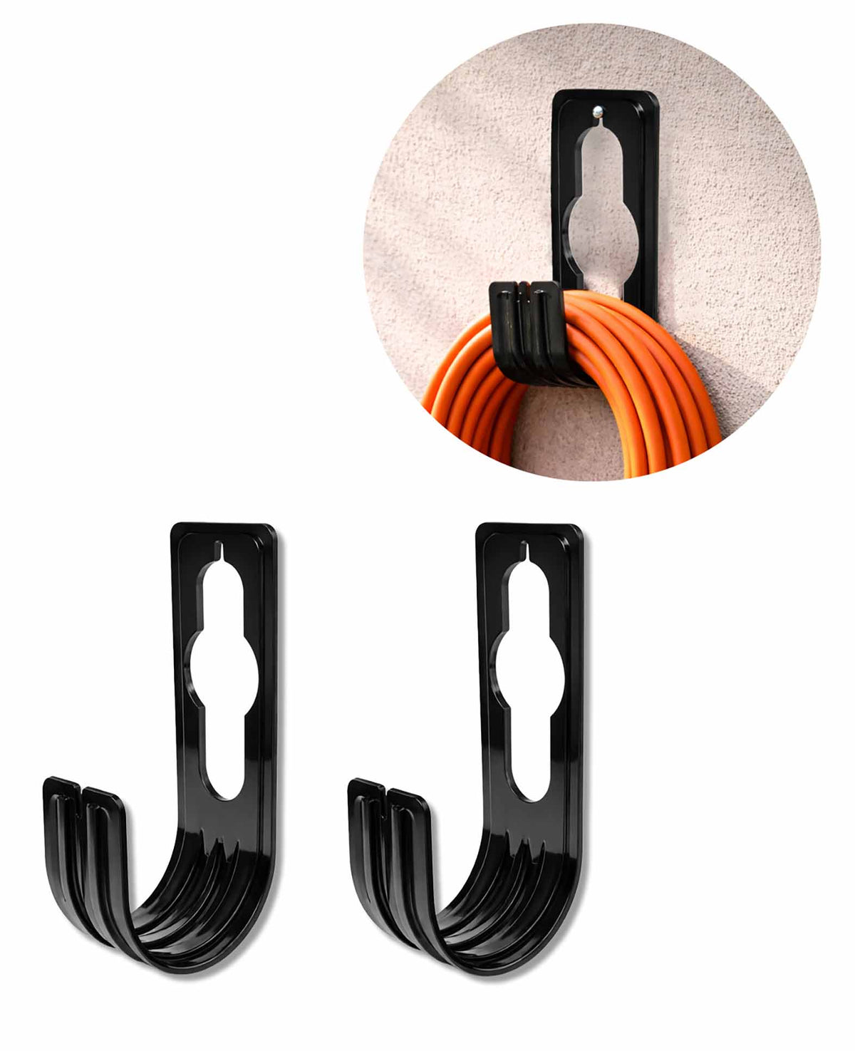 Gartenschlauchhalter, schwarz, 2 Stück