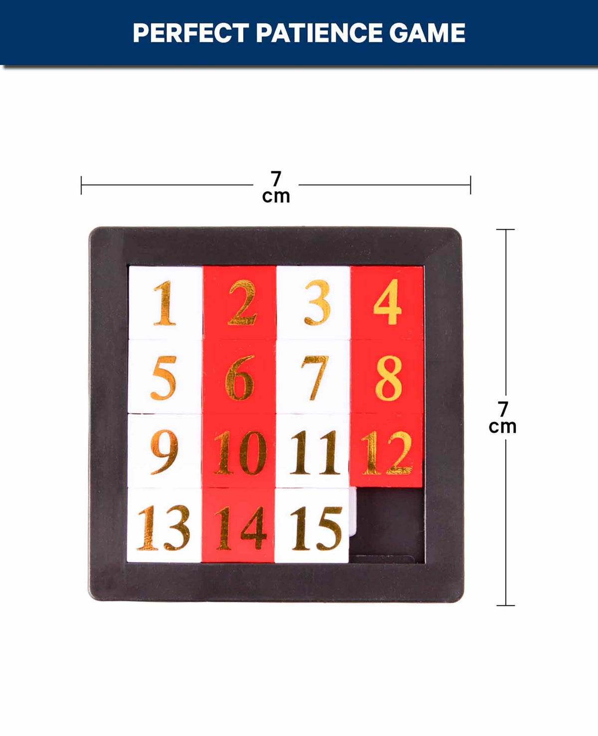 Zahlen Schiebepuzzle, 7 x 7 cm, Geduldsspiel mit Zahlen 1–15