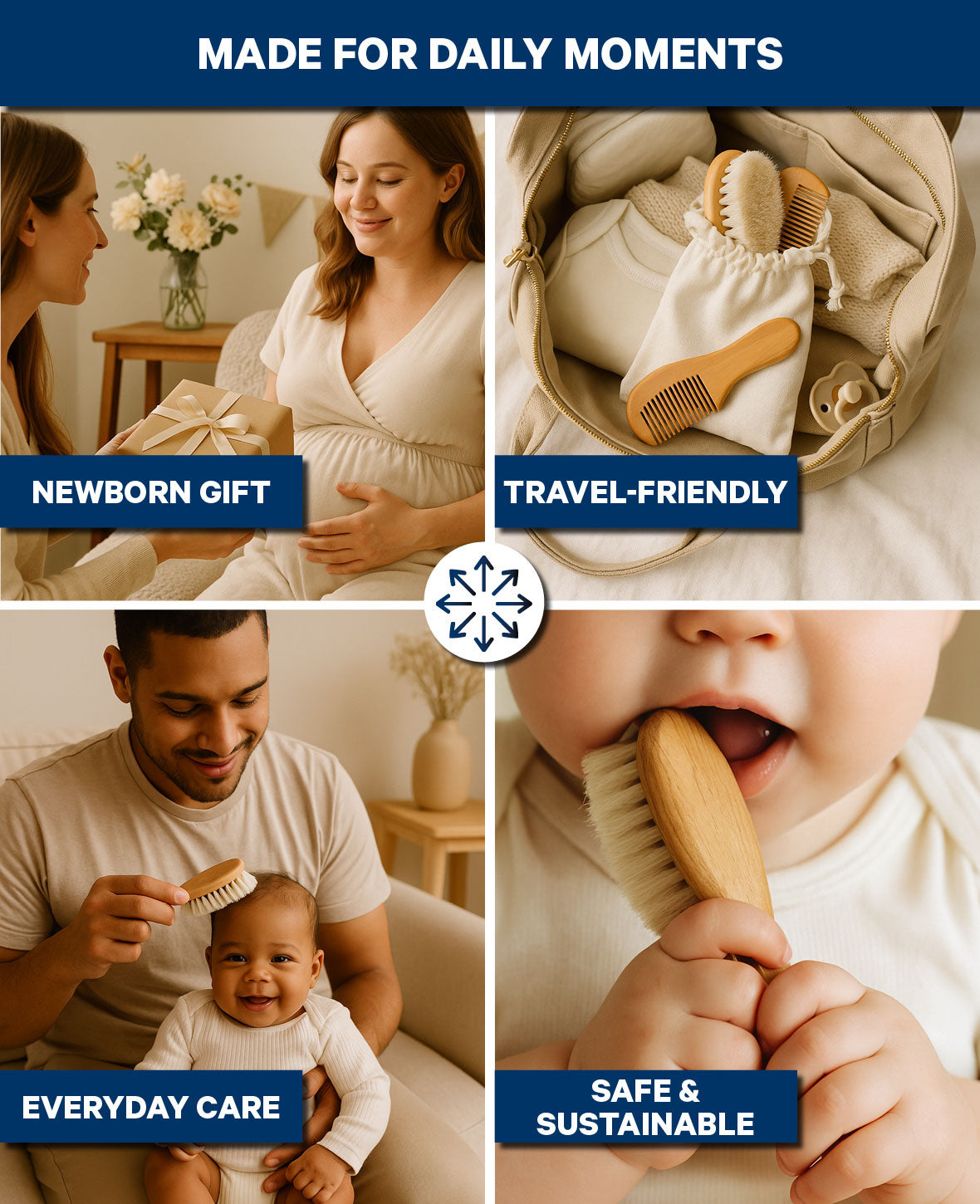 Baby Brush Set Beechwood 3-piece