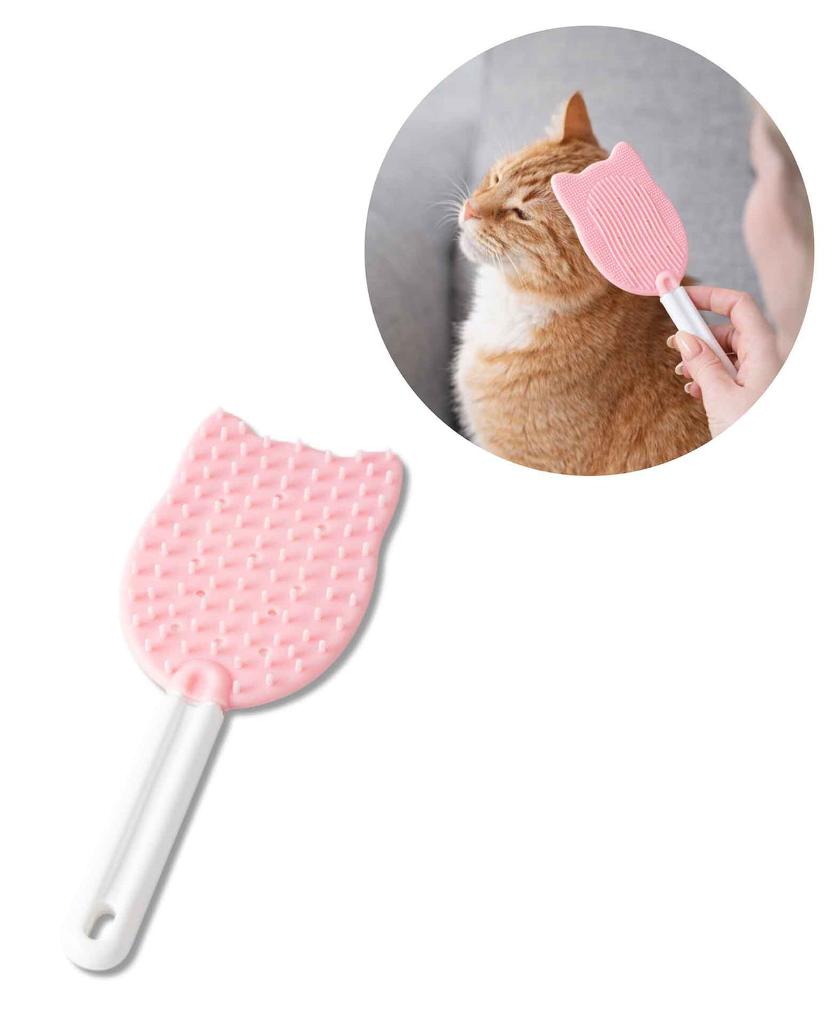 Tierpflegebürste Silikon, Rosa, für Hunde und Katzen