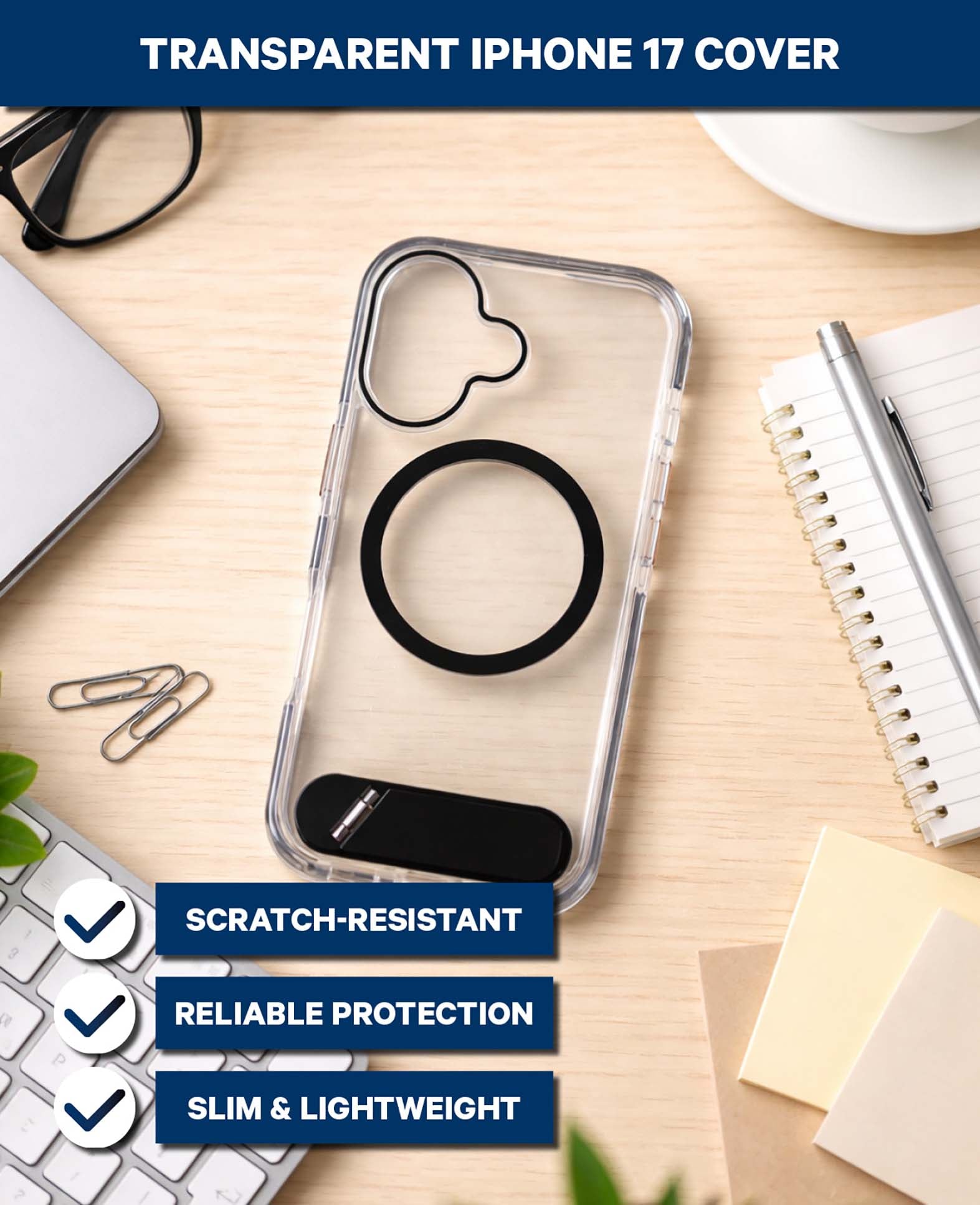Coque iPhone 17 transparente/noire