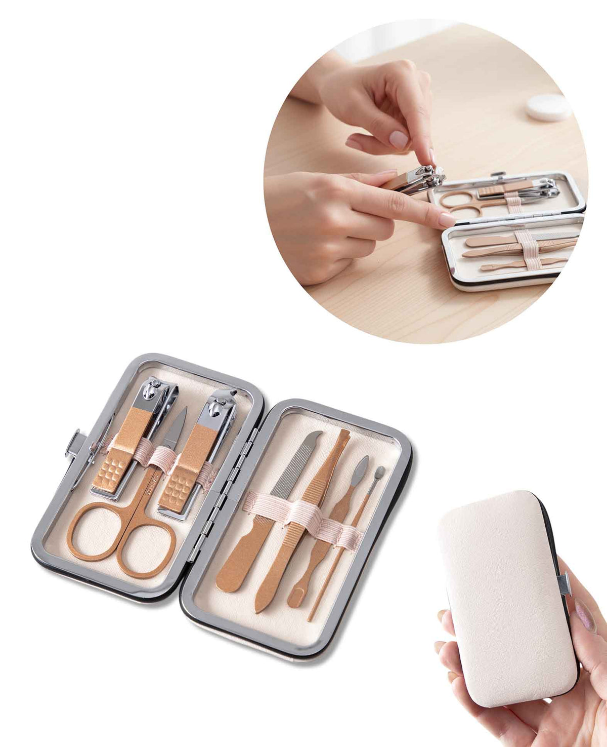 Travel Manicure Set 8-Piece Rose Gold
