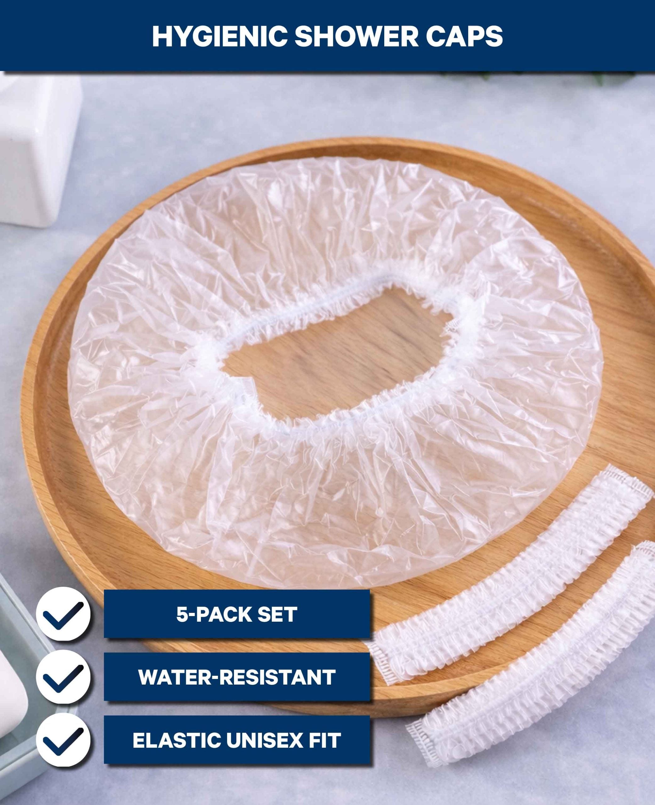 Duschhauben Transparent – 5er Set Einweg Unisex