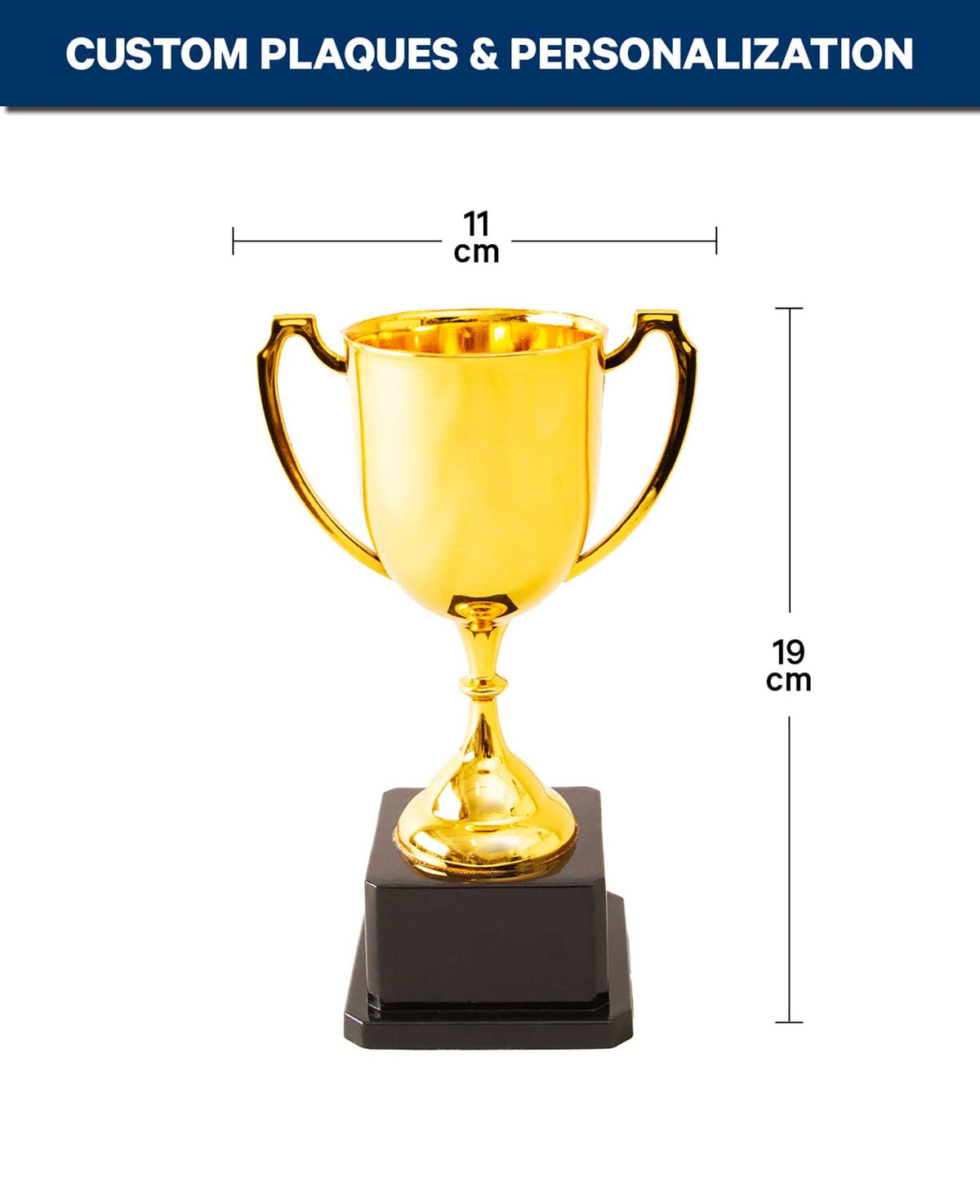 Trophée or, plastique, 19 cm, personnalisable