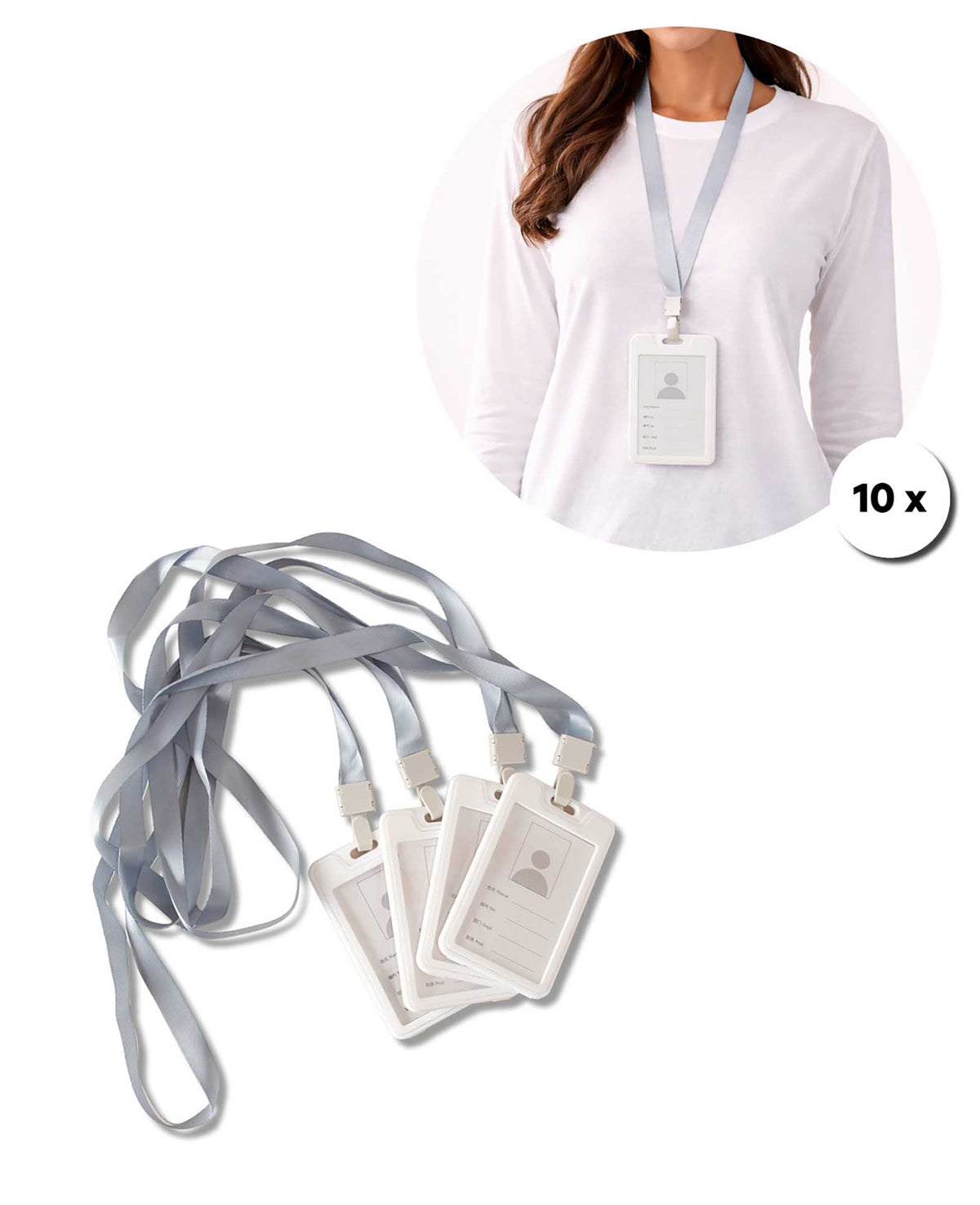 Porte-clés en tissu avec pochette Gris/blanc