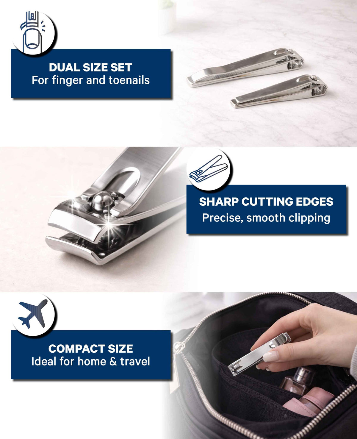 Kit de coupe-ongles argenté – 2 pièces