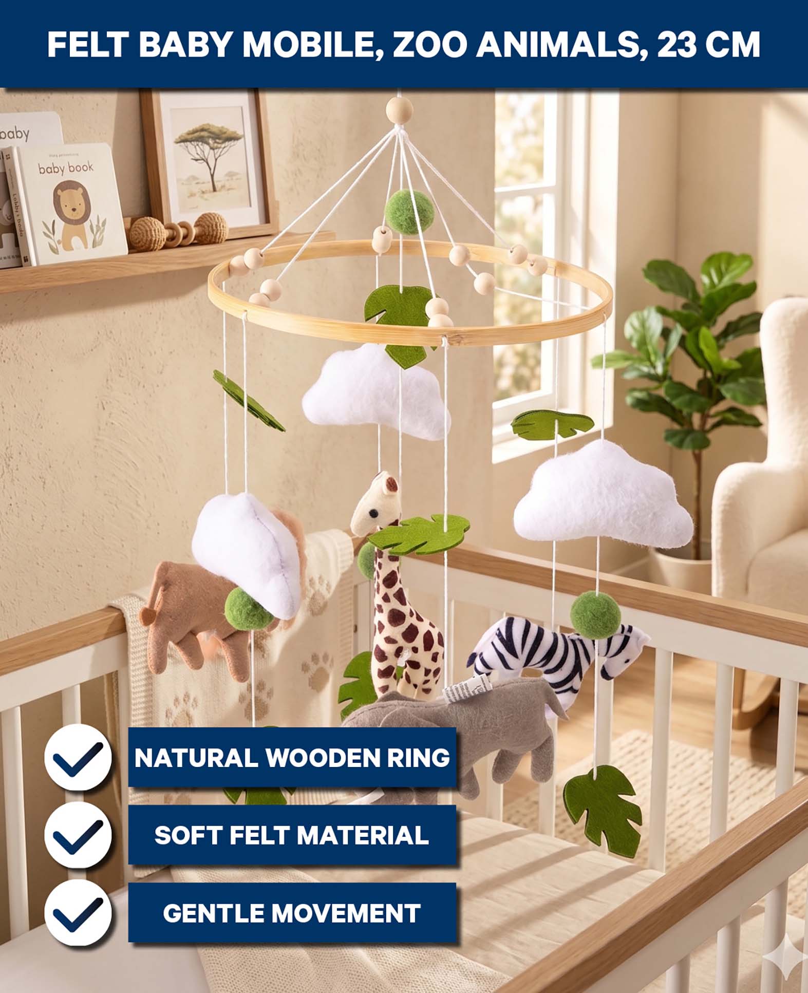 *Mobile Zootiere Baby Holz Filz