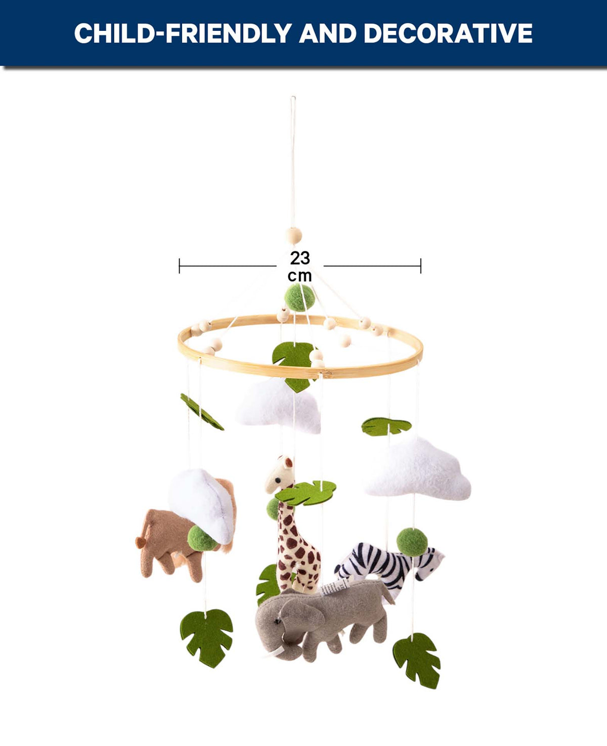 *Mobile Zoo Animals Baby Wood Felt