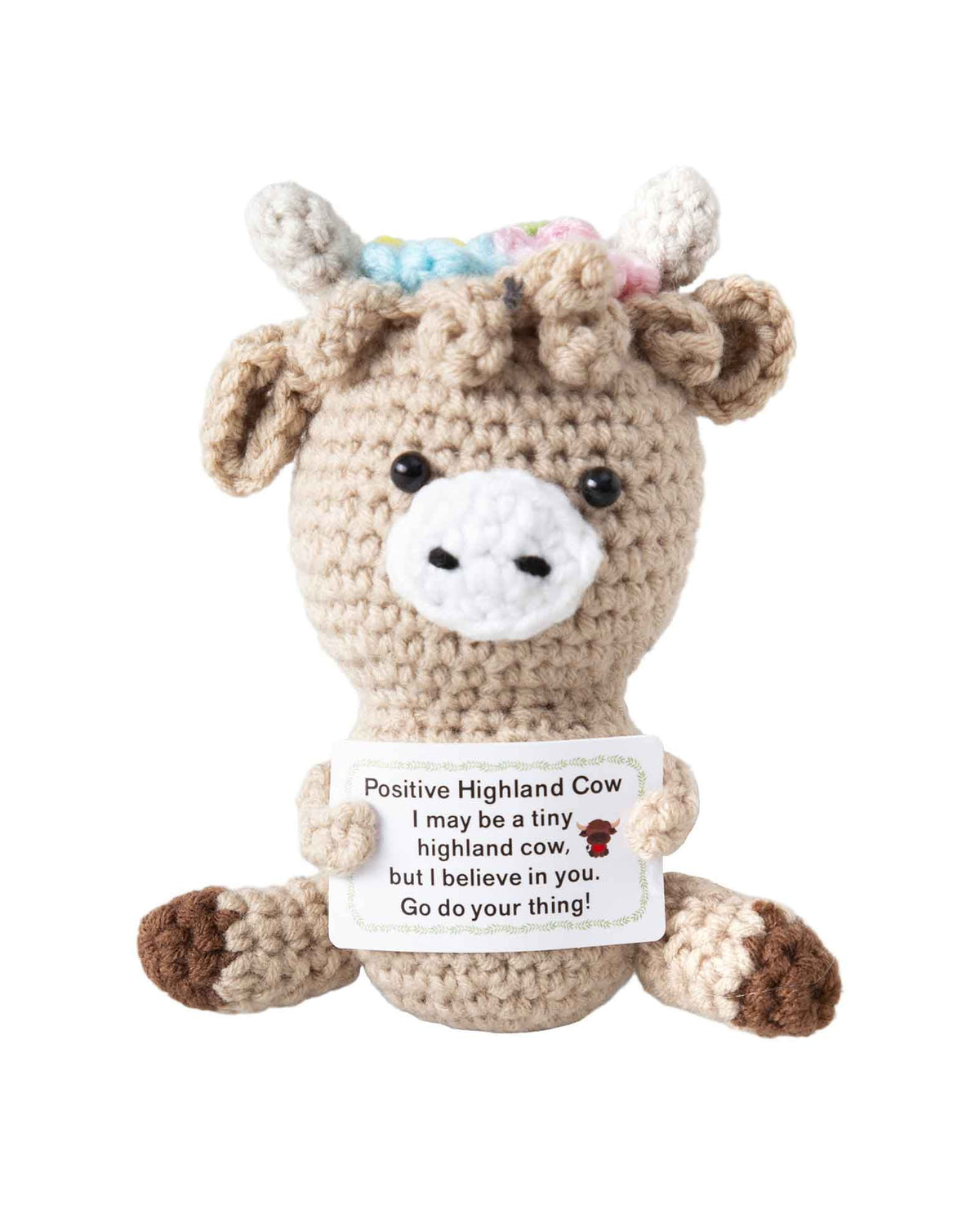 Positive Cow, gehäkeltes Mini Kuscheltier, Glücksbringer
