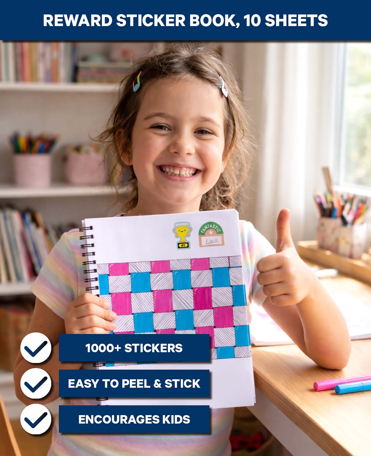 Livre d'autocollants Récompenses, plus de 500 autocollants, 10 feuilles, 21x30 cm