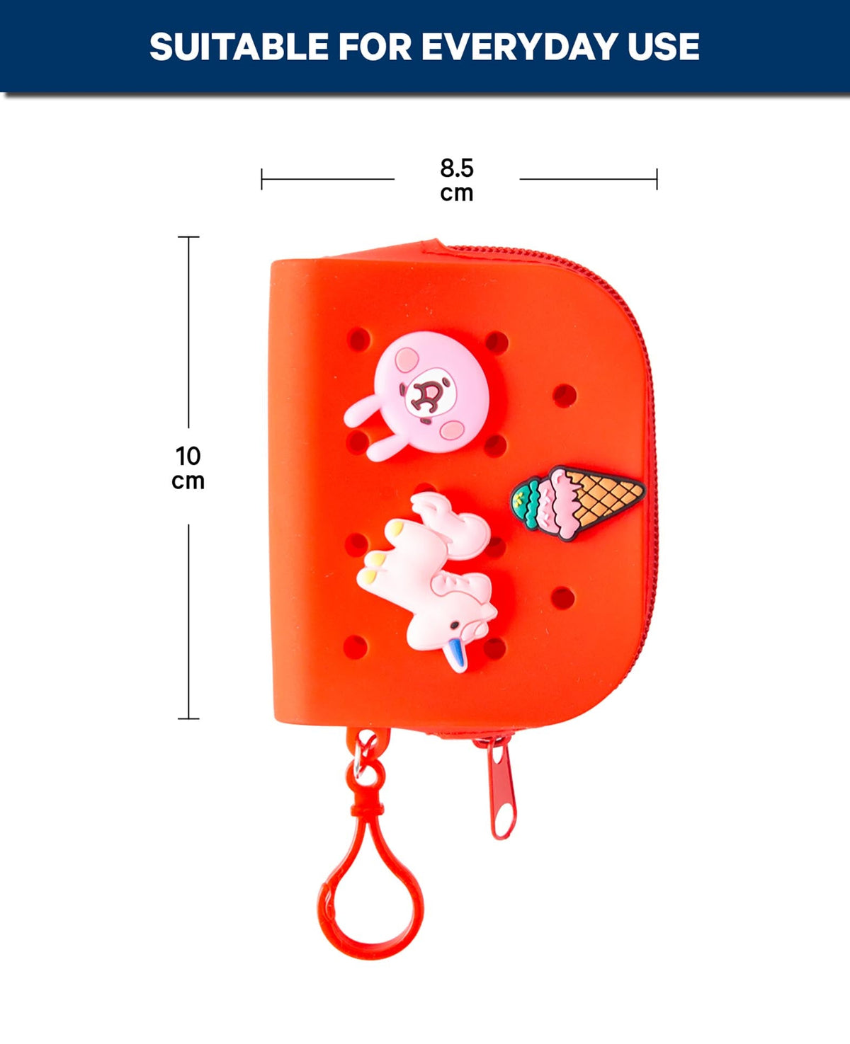 Wallet incl. 3 charms, red, 8 x 10 cm, BPA free