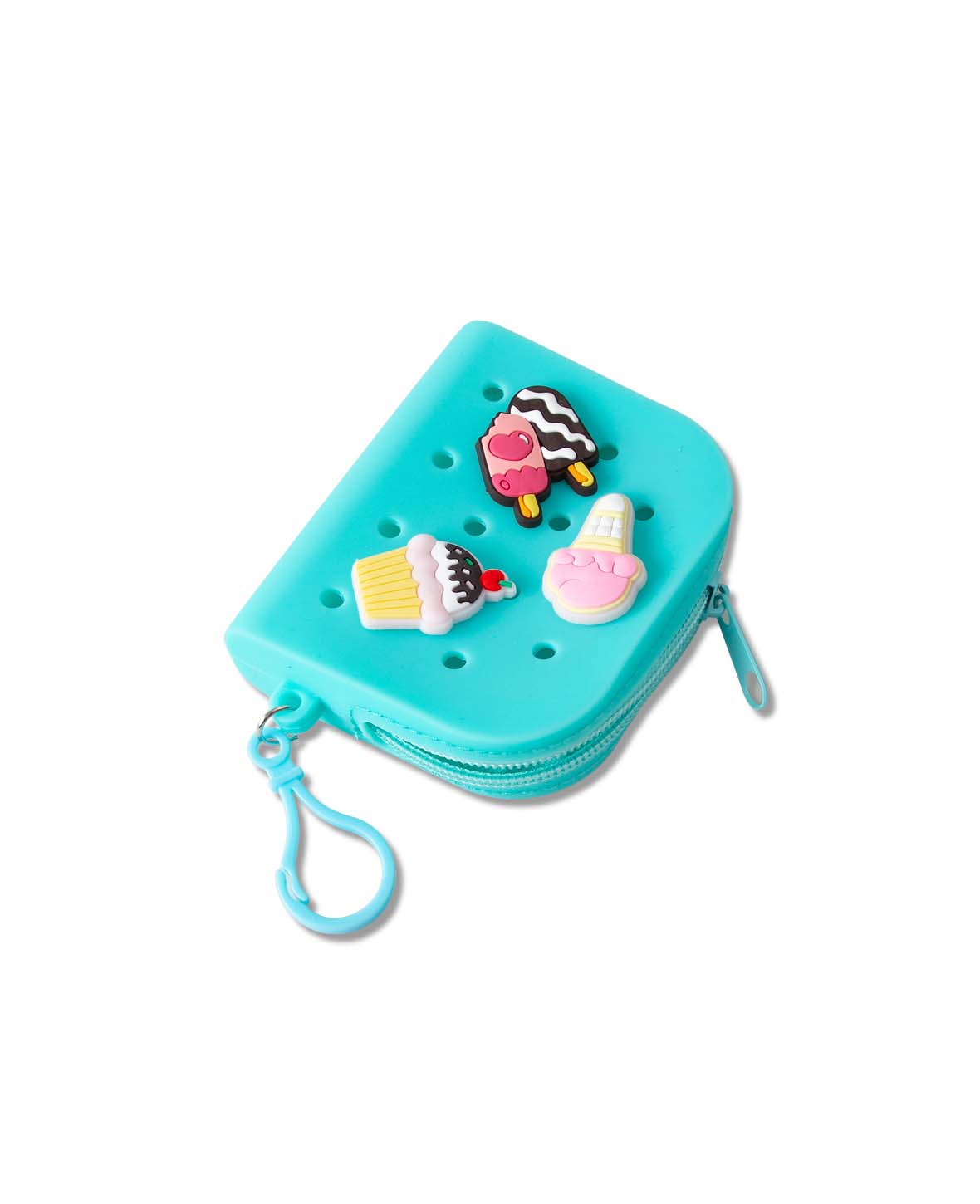 Purse including 3 charms, blue, 8x10 cm, BPA free