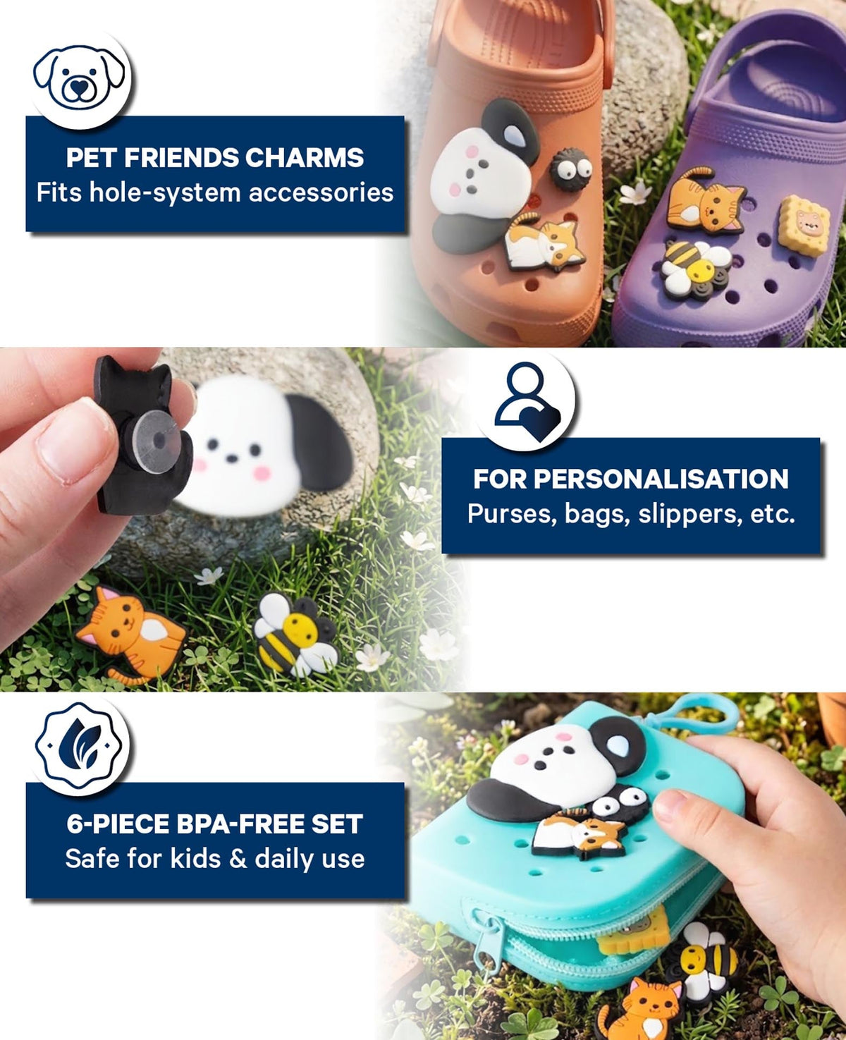 Charms,Silikon, Tiere, 6 Stk., BPA frei