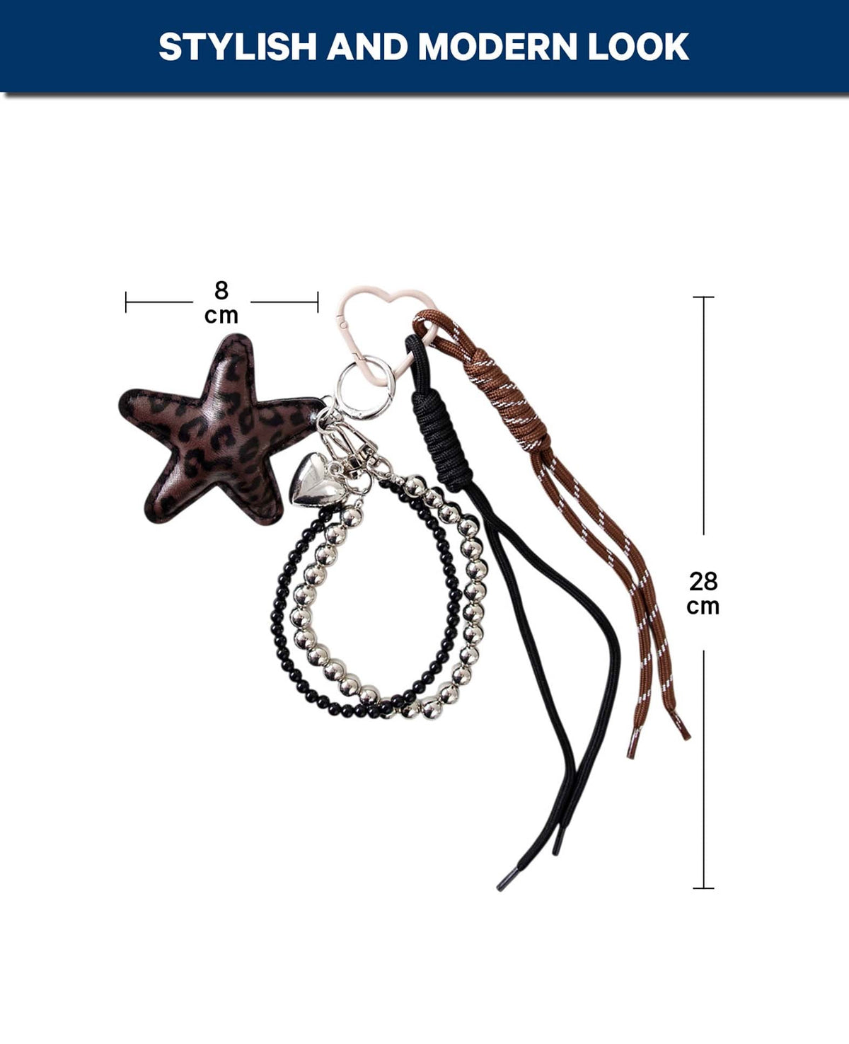 Accessoire de sac, étoile noire, 10 x 28 cm
