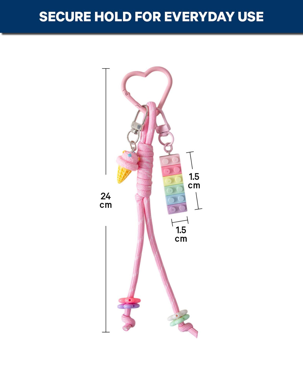 Taschenanhänger Eis, Rosa/Bunt, 4.5×15 cm