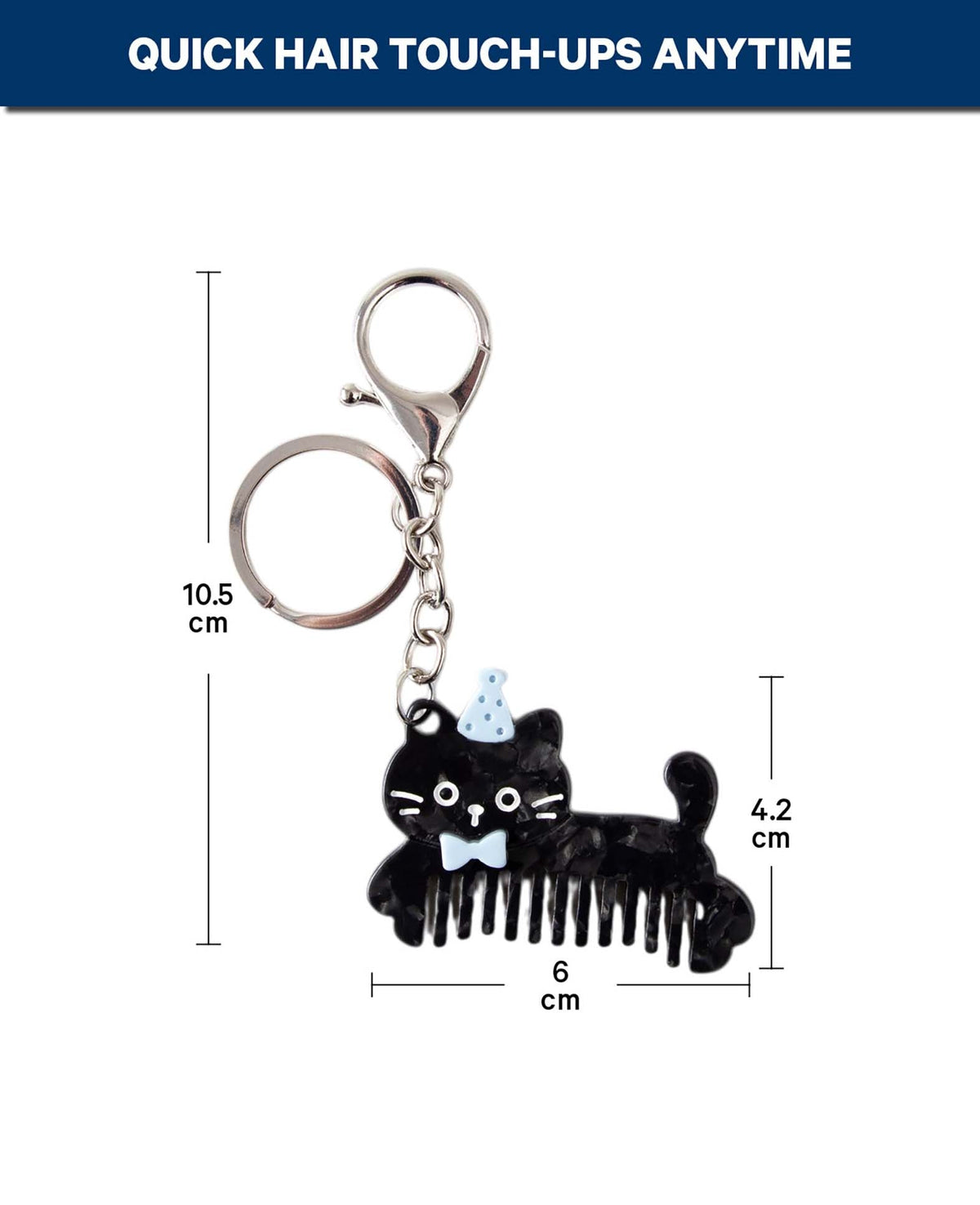 Porte-clés, chat, peigne, 5,5 x 11 cm