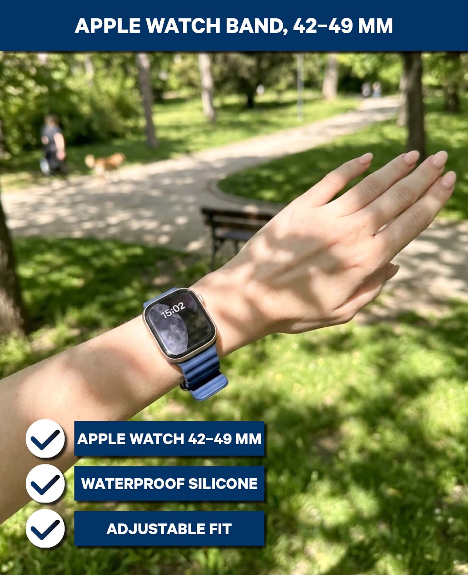 Apple Watch Armband - Dunkelblau 42-49 mm - Wellenform