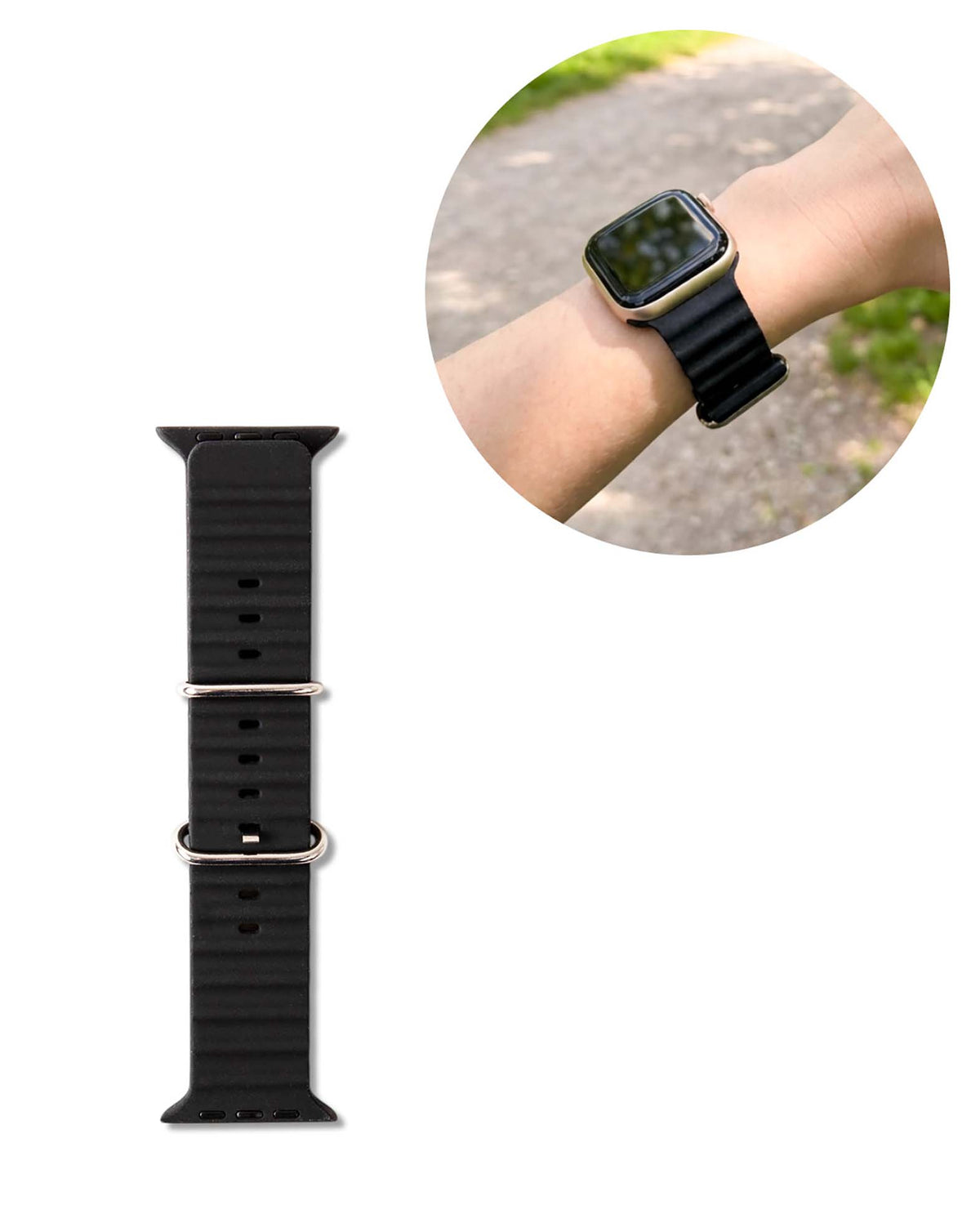 Bracelet Apple Watch Noir 42-49 mm - Ondulé