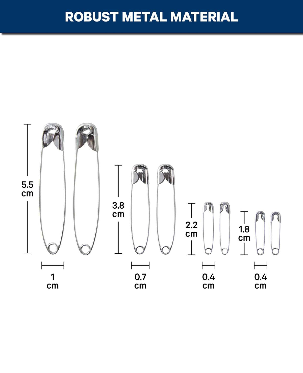Lot d'épingles de sûreté de 15 mm à 50 mm, 126 pièces