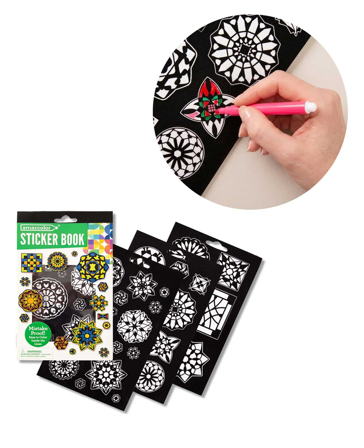 Stickerbook zum Ausmalen, Mandala, 75 Samt-Sticker