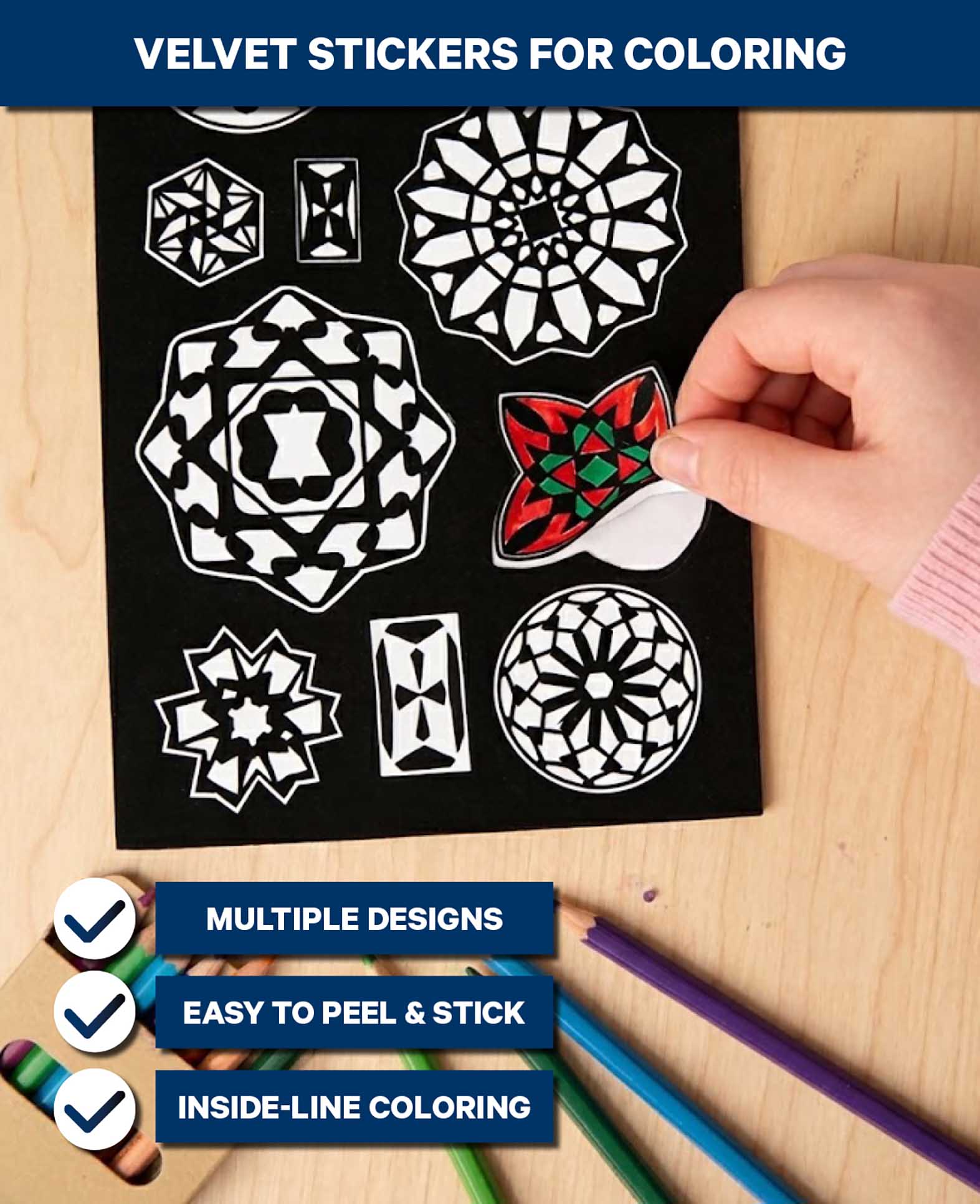 Stickerbook zum Ausmalen, Mandala, 75 Samt-Sticker
