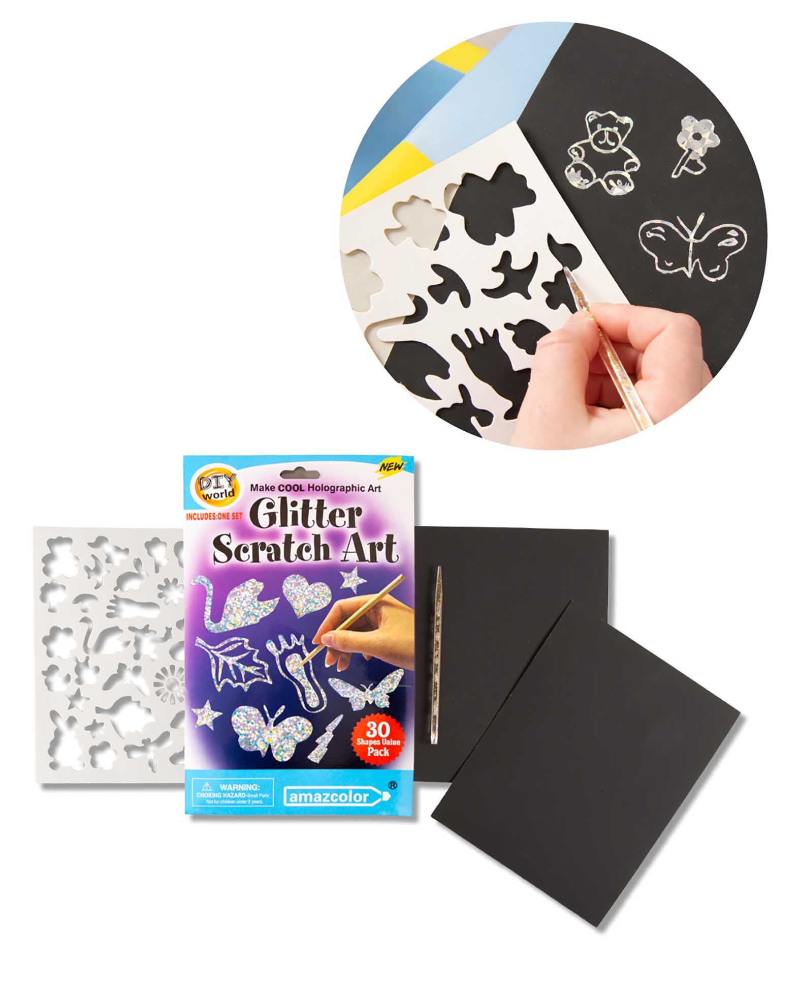 Scratchset Glitter Hologramm, 30 Motive