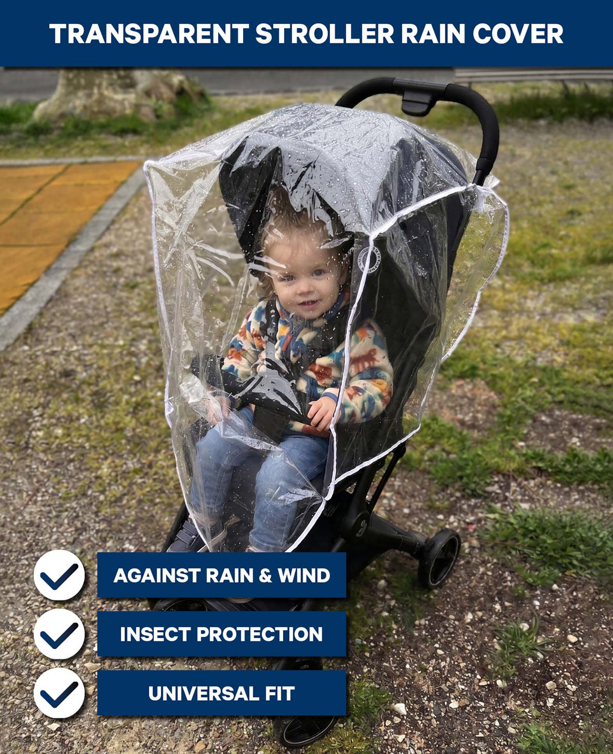 Regenverdeck Kinderbuggy, transparent