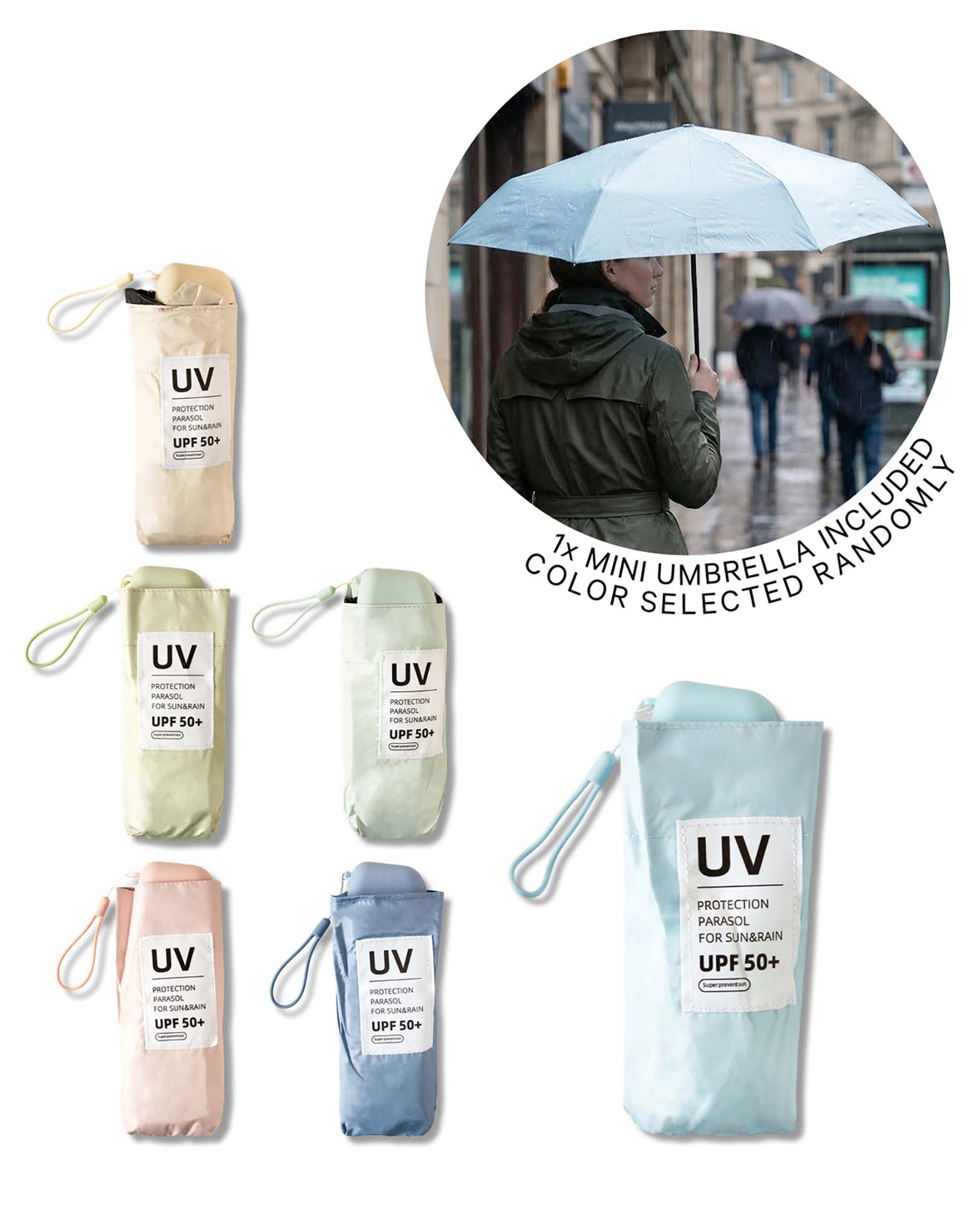 Regenschirm Mini, UPF+50, pastell