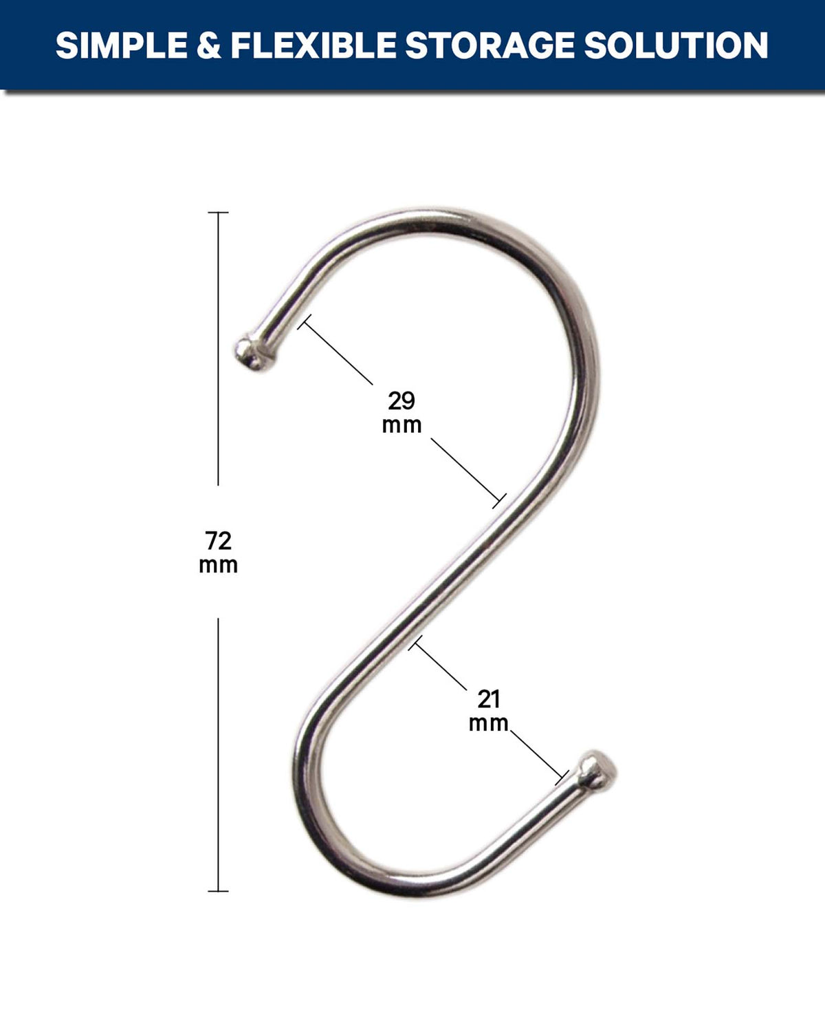 S-Haken Metall, 21/29×72 mm, 4 Stk.
