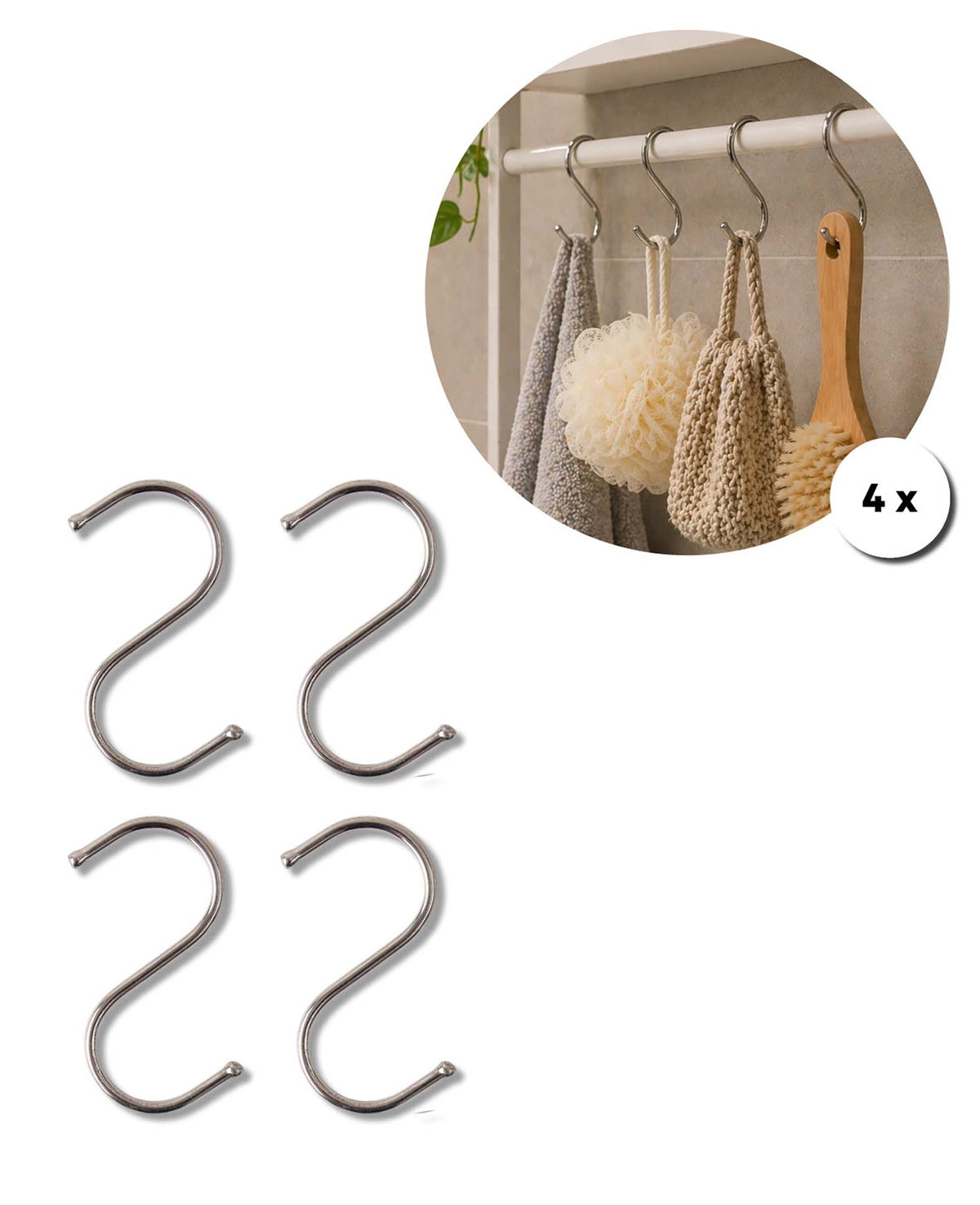 S-Haken Metall, 25/25×65 mm, 4 Stk.