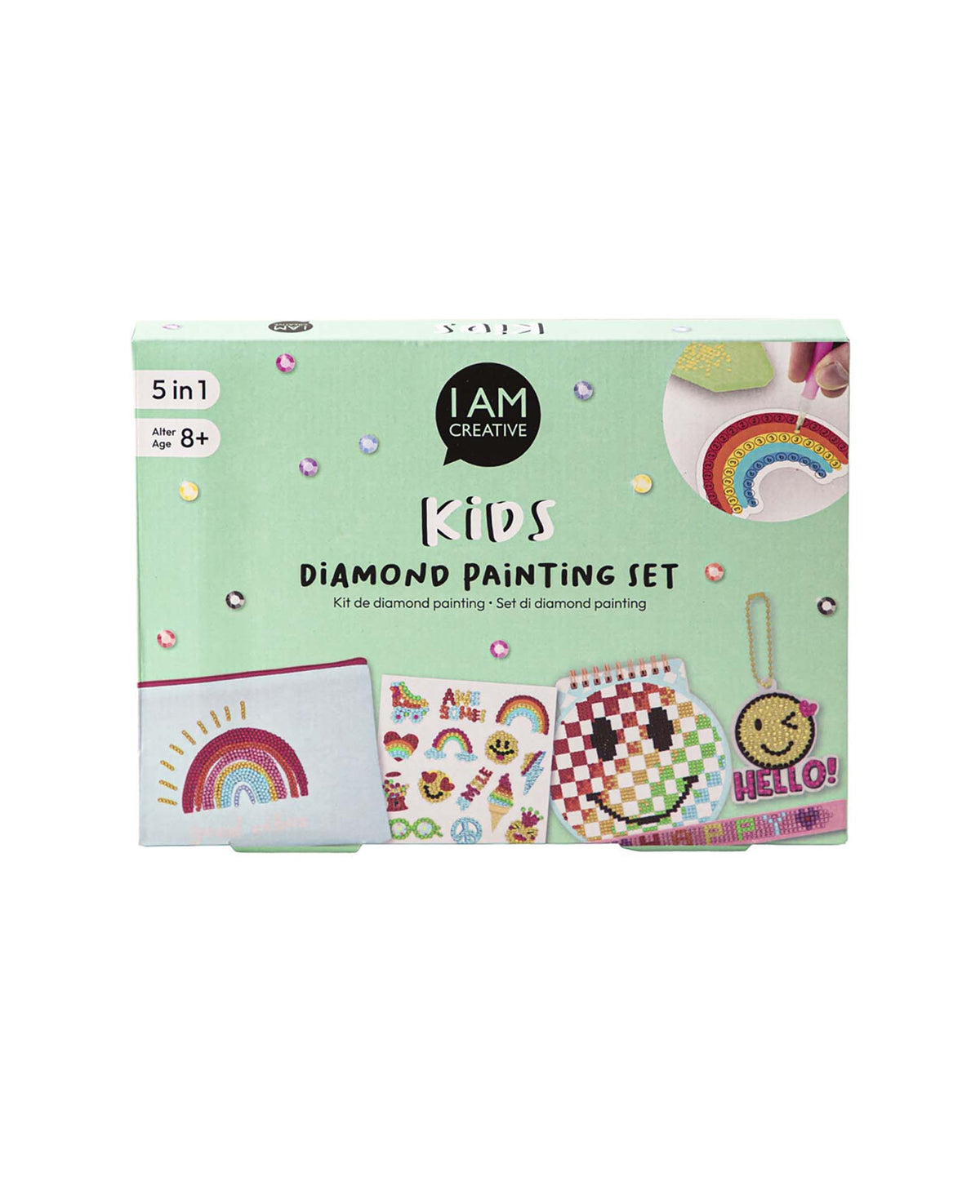 Kit de bricolage Diamond, arc-en-ciel et smiley