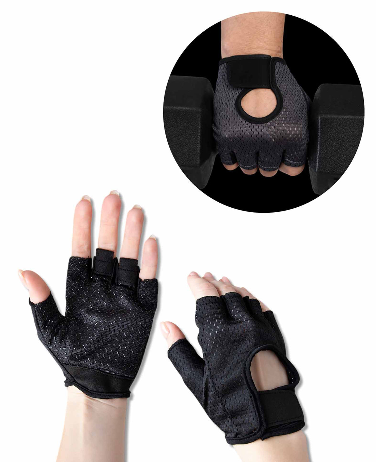 Fitness Handschuhe, Schwarz, Grösse L, rutschfeste Handfläche