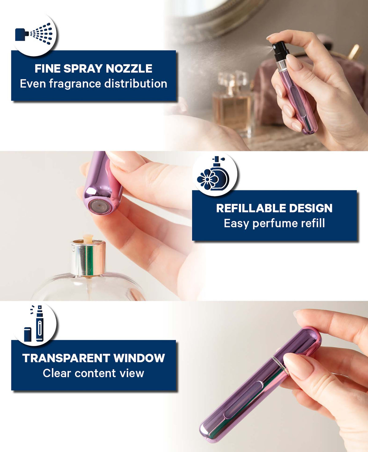 Parfumzerstäuber, Violett Metallic, 8 ml