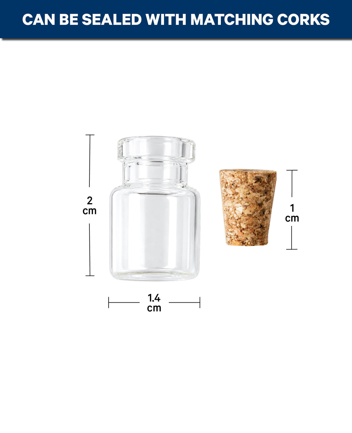 Mini Glasflaschen mit Korken, 6 Stk.