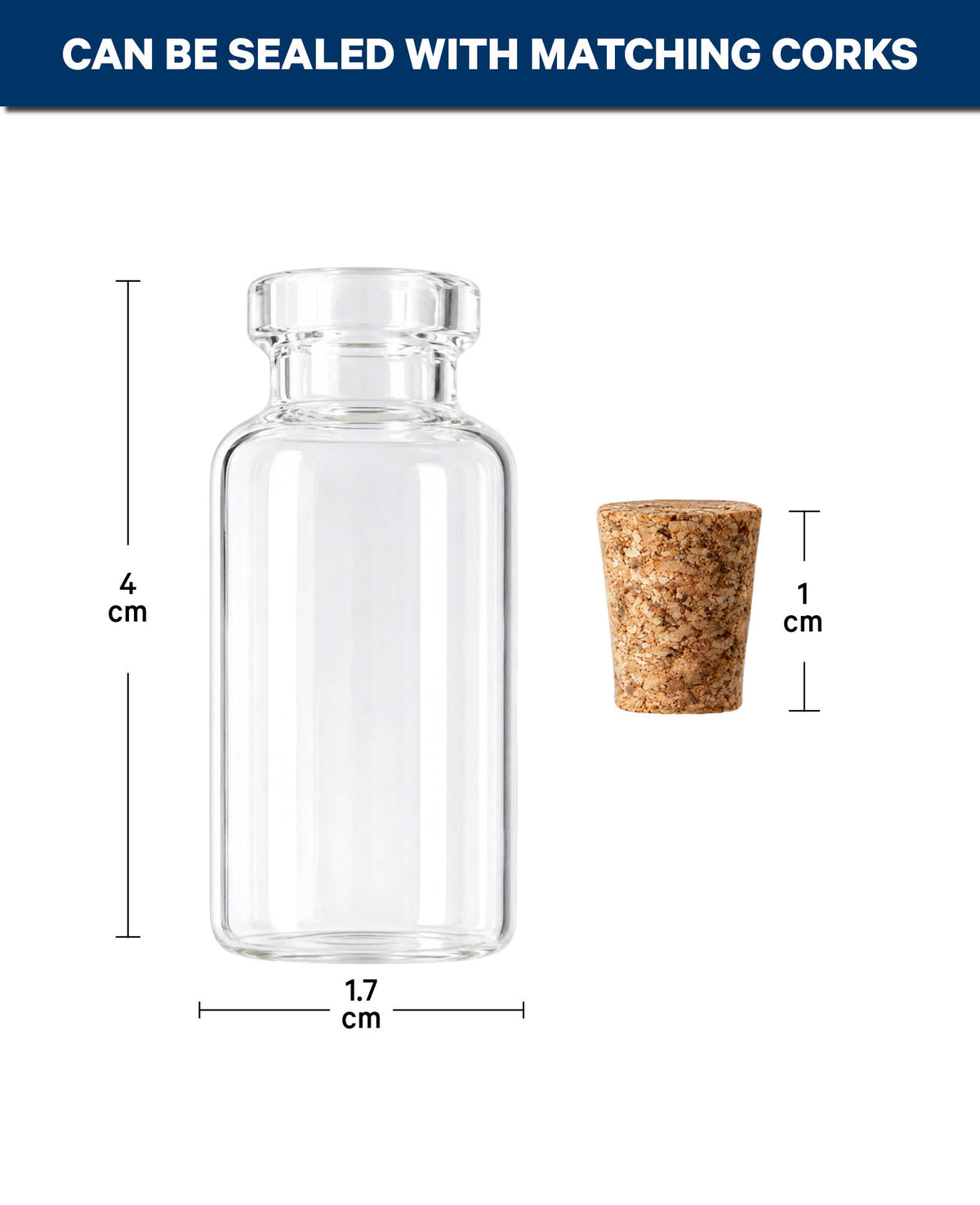 Mini Glasflaschen mit Korken, 5 Stk.