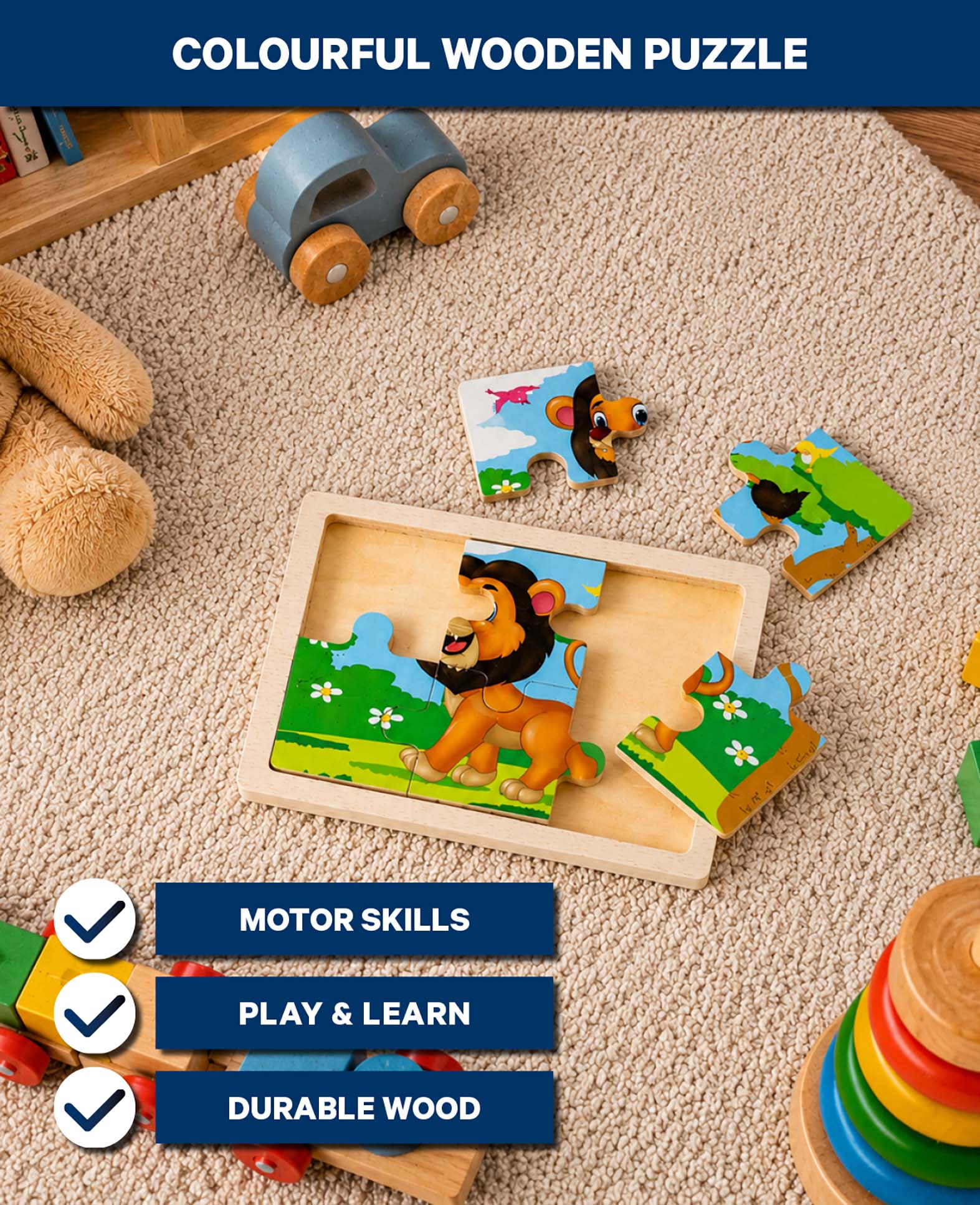 Holzpuzzle Löwe, 6 Teile
