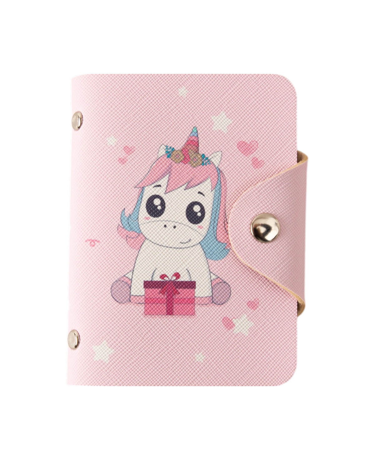Kartenbörse mit Druckknopf Einhorn, Rosa