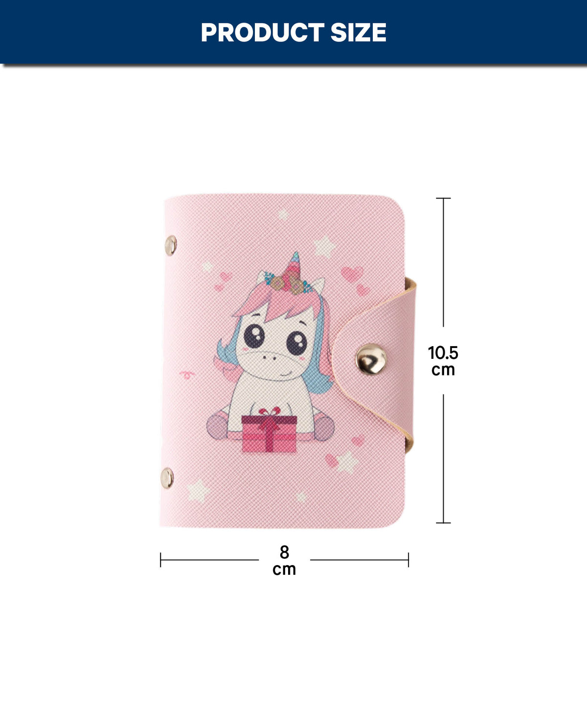 Kartenbörse mit Druckknopf Einhorn, Rosa