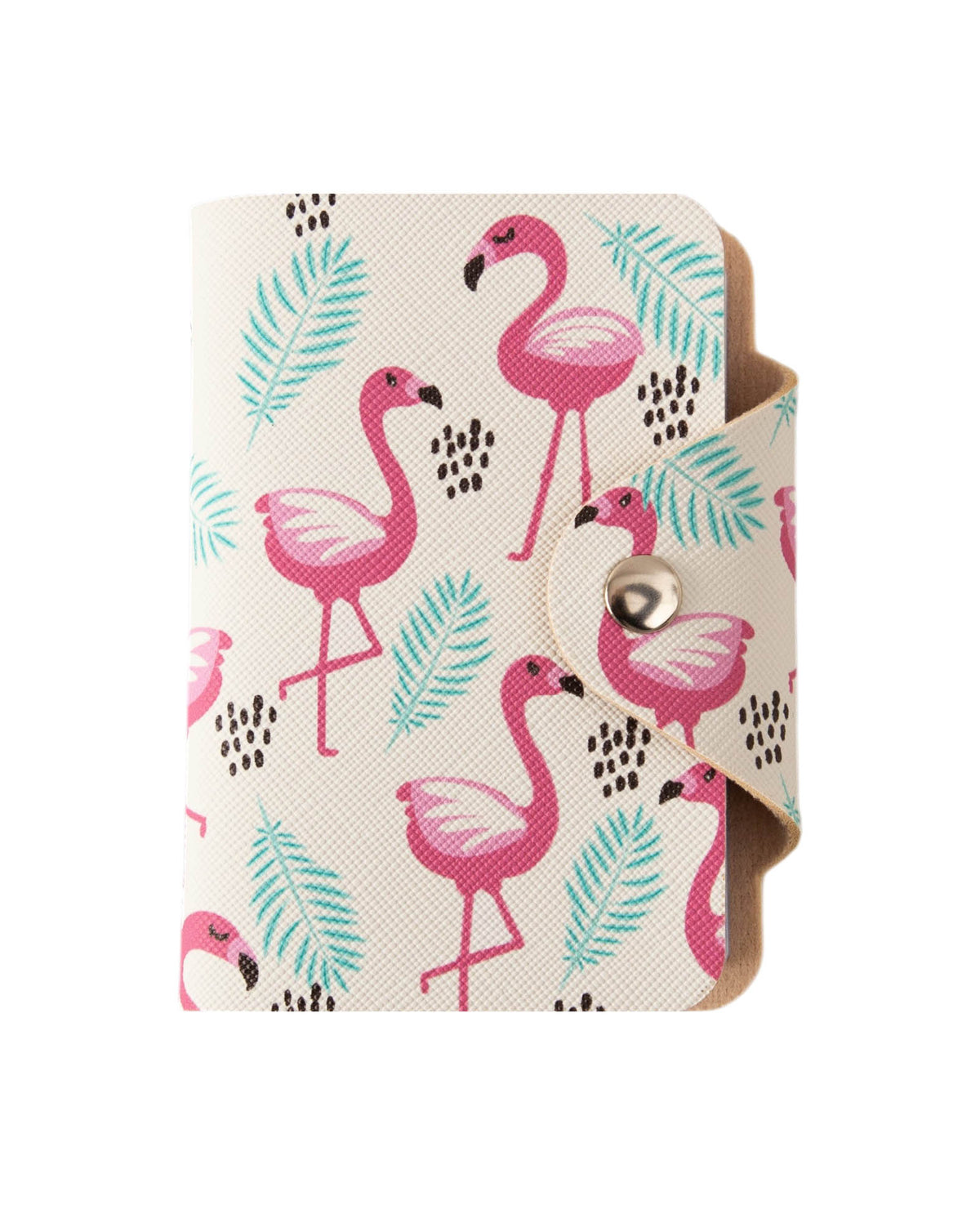 Kartenbörse mit Druckknopf Flamingo, Weiss