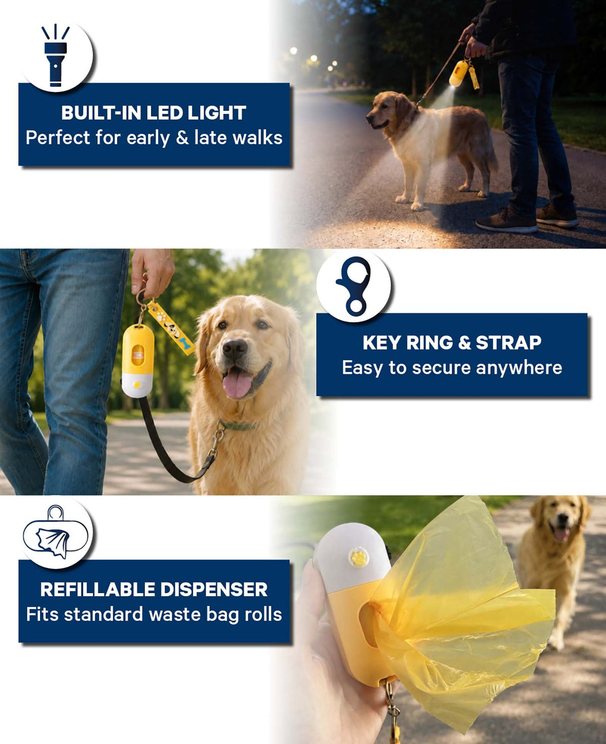 Hundekotbeutelspender mit Taschenlampe, Orange